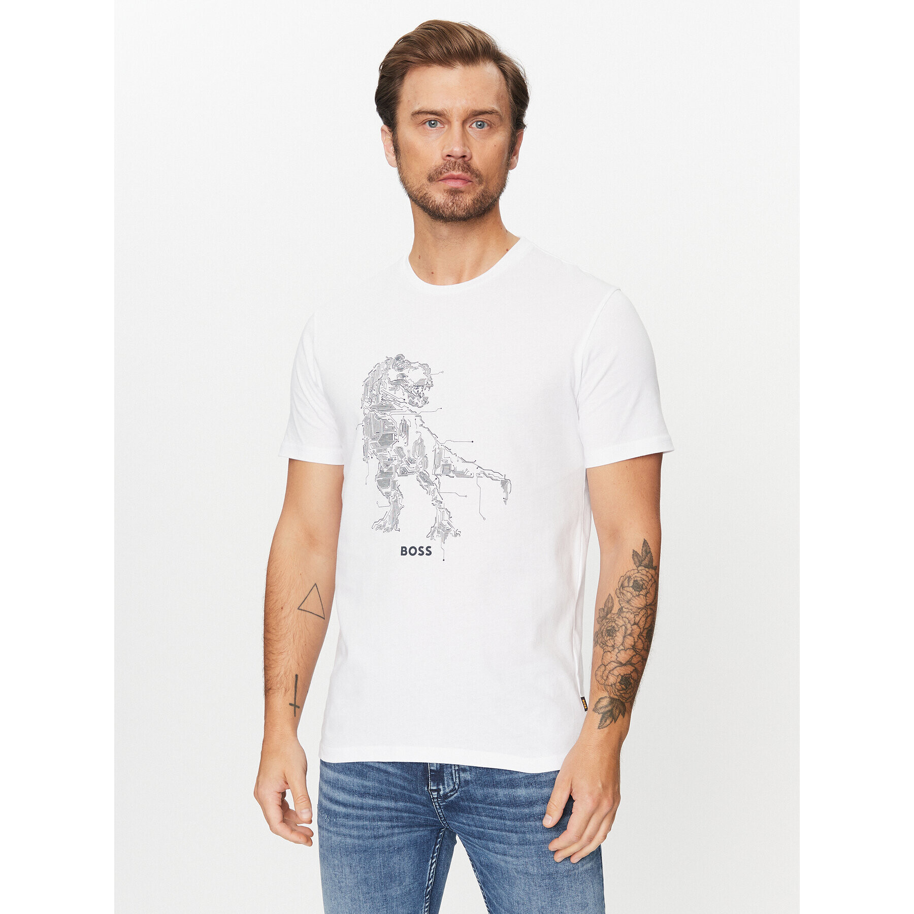 Boss Тишърт Terassic 50510376 Бял Regular Fit - Pepit.bg