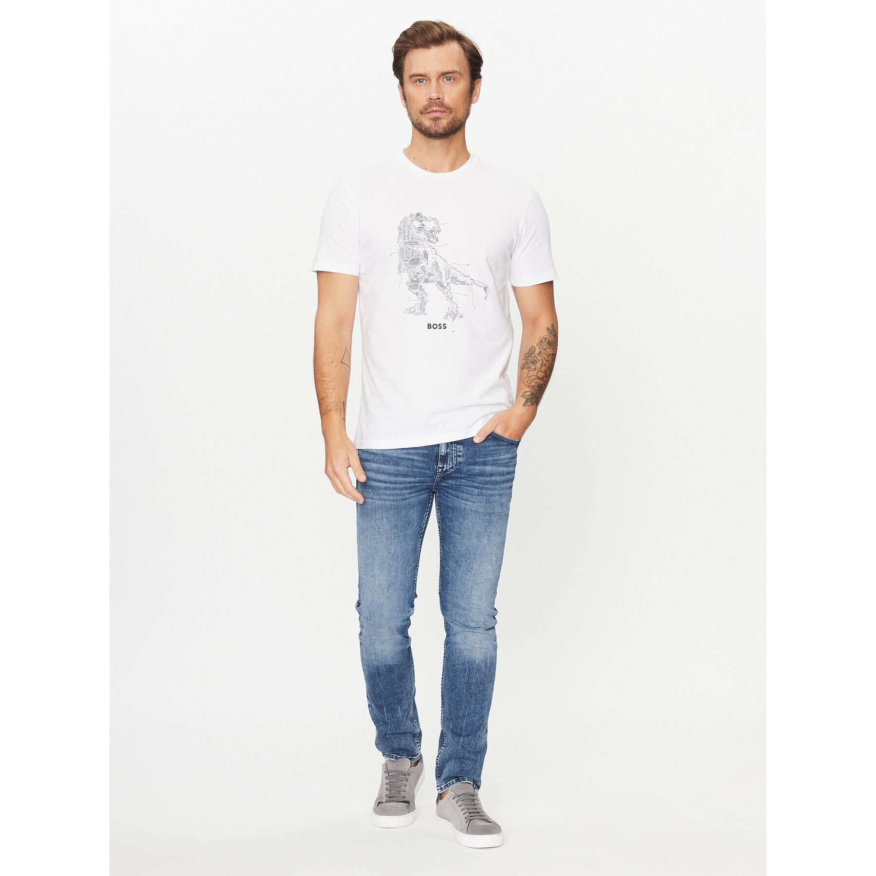 Boss Тишърт Terassic 50510376 Бял Regular Fit - Pepit.bg