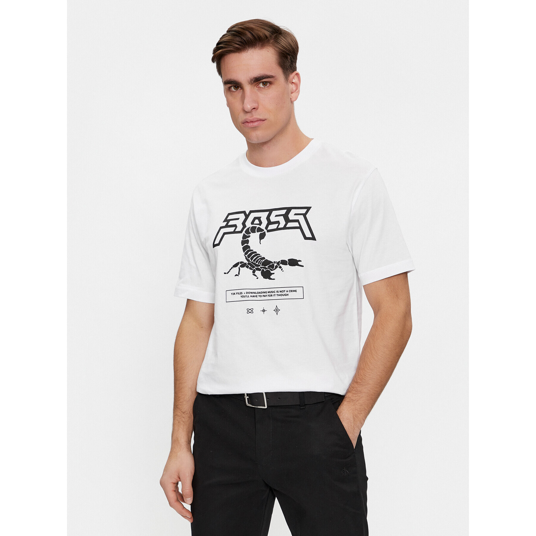 Boss Тишърт Tescorpion 50510648 Бял Regular Fit - Pepit.bg