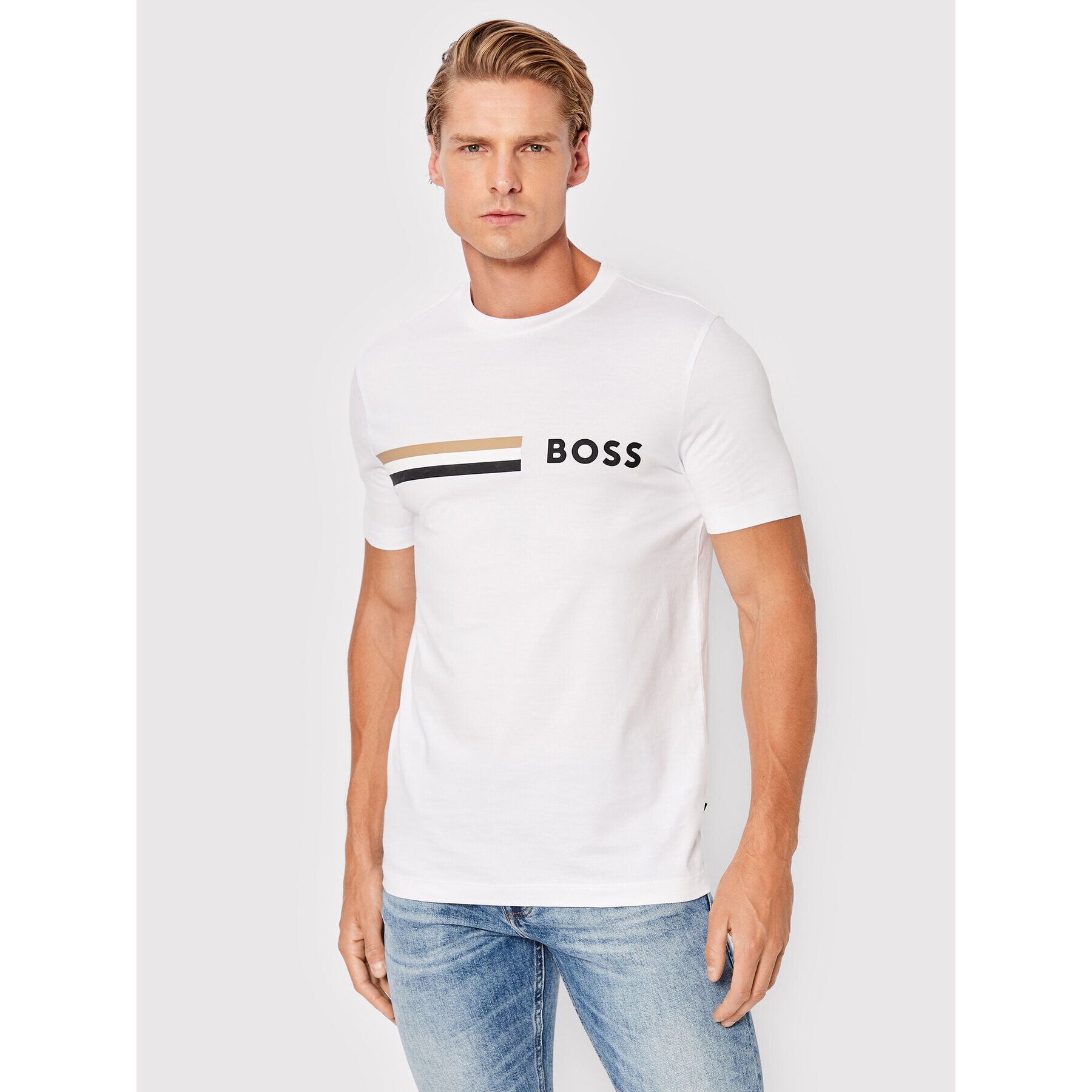 Boss Тишърт Tessler 177 50482112 Бял Slim Fit - Pepit.bg