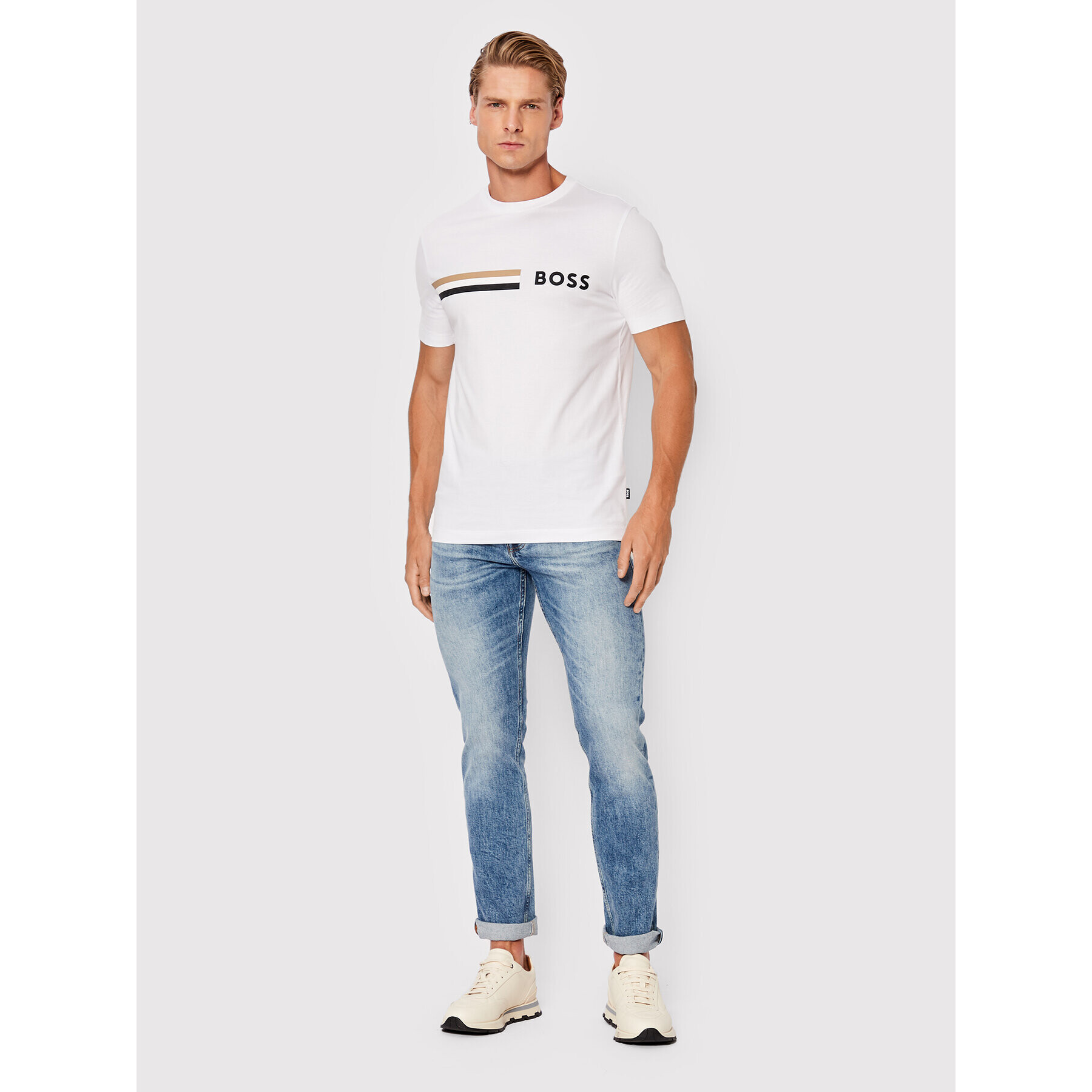 Boss Тишърт Tessler 177 50482112 Бял Slim Fit - Pepit.bg