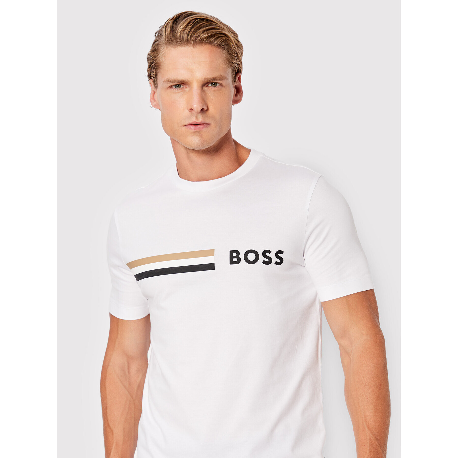 Boss Тишърт Tessler 177 50482112 Бял Slim Fit - Pepit.bg