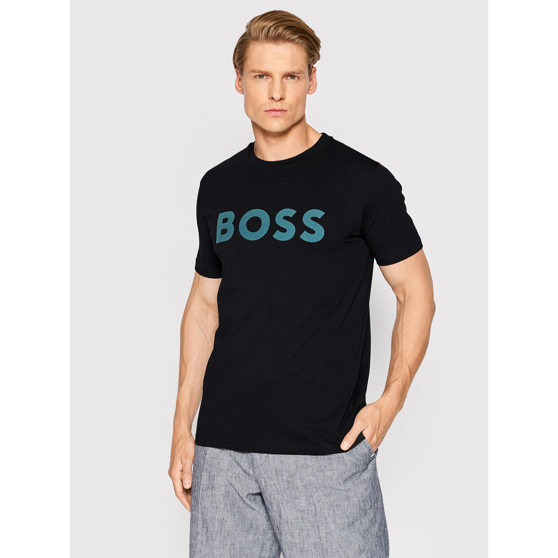 Boss Тишърт Thinking 1 50469648 Черен Regular Fit - Pepit.bg