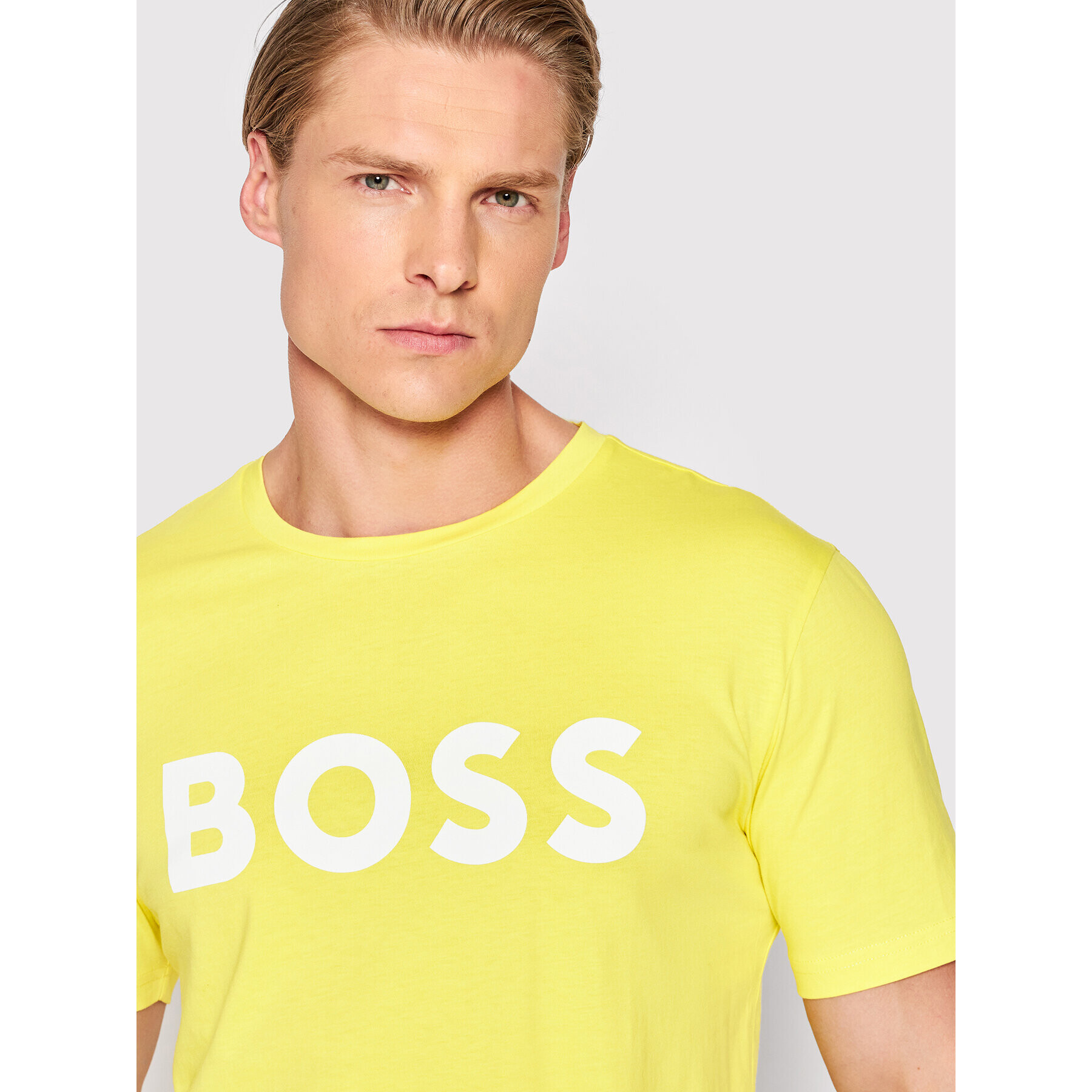 Boss Тишърт Thinking 1 50469648 Жълт Regular Fit - Pepit.bg