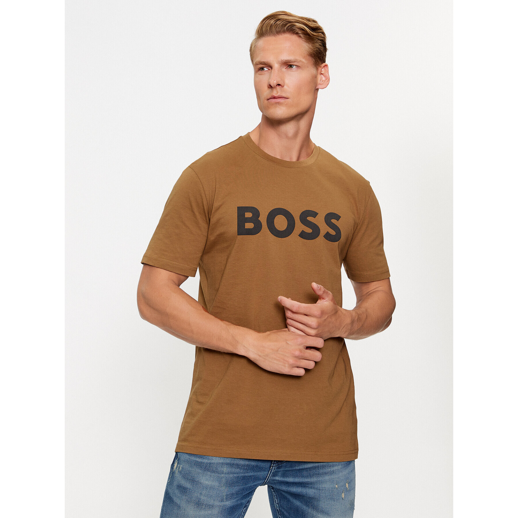 Boss Тишърт Thinking 1 50481923 Бежов Regular Fit - Pepit.bg