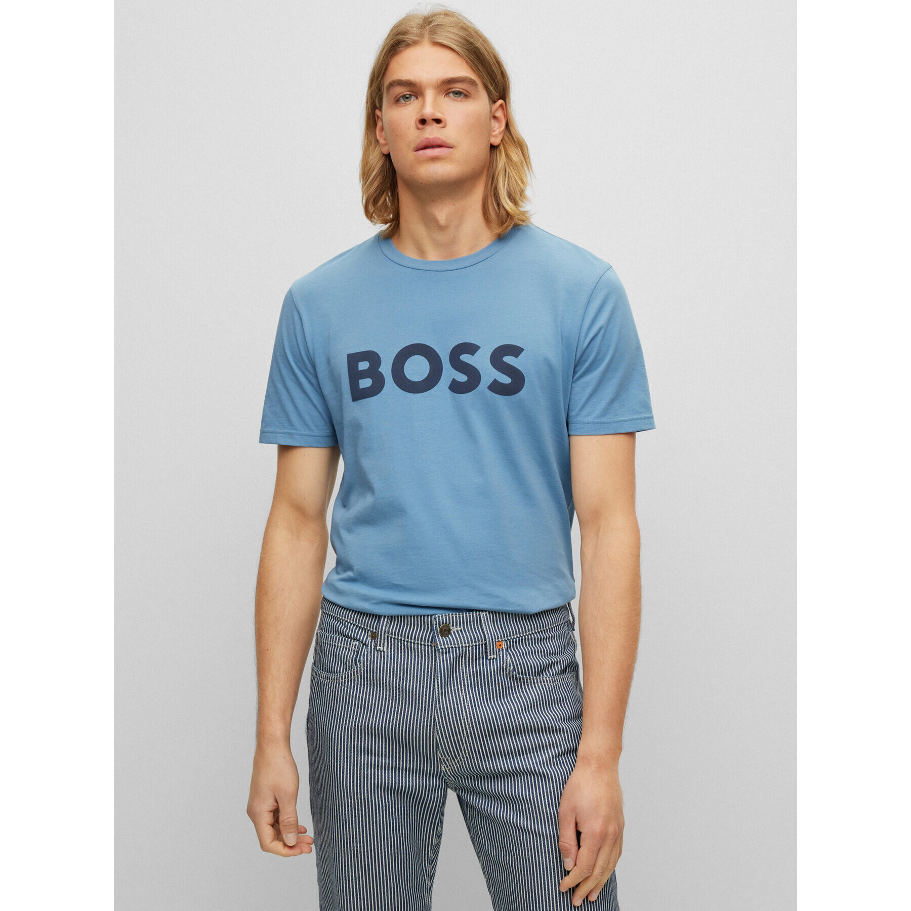 Boss Тишърт Thinking 1 50481923 Син Regular Fit - Pepit.bg