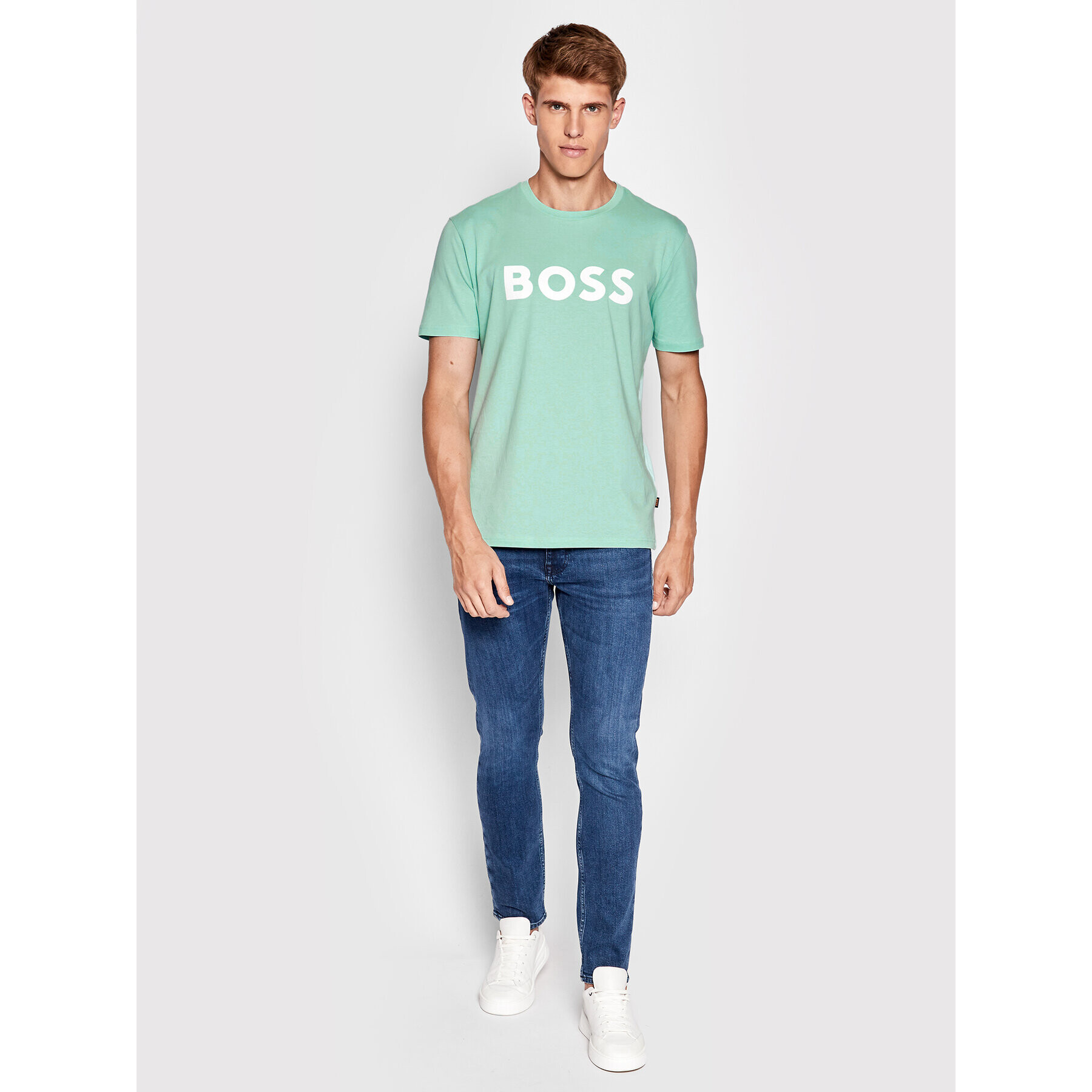 Boss Тишърт Thinking 1 50481923 Зелен Regular Fit - Pepit.bg