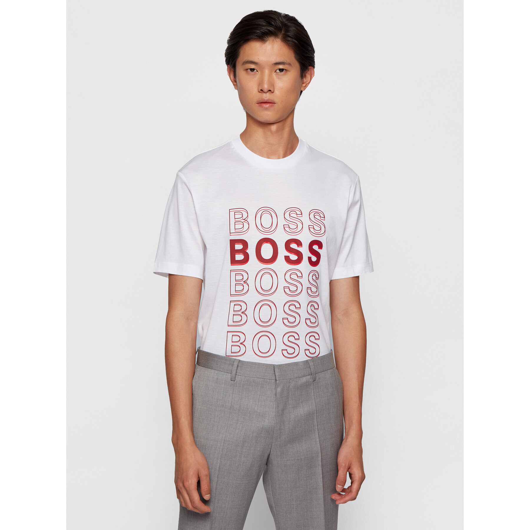 Boss Тишърт Tiburt 204 50442115 Бял Regular Fit - Pepit.bg
