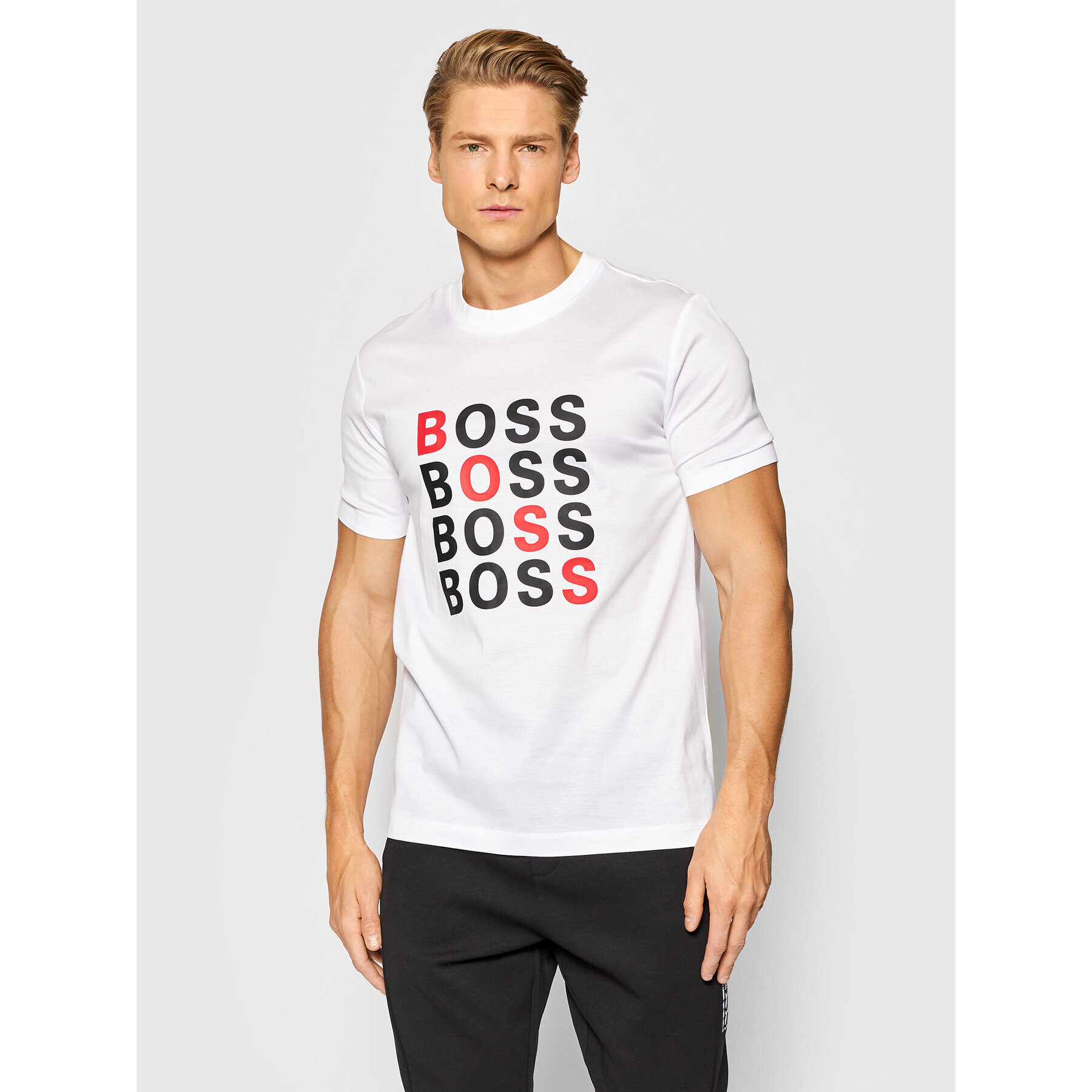 Boss Тишърт Tiburt 215 50450235 Бял Regular Fit - Pepit.bg