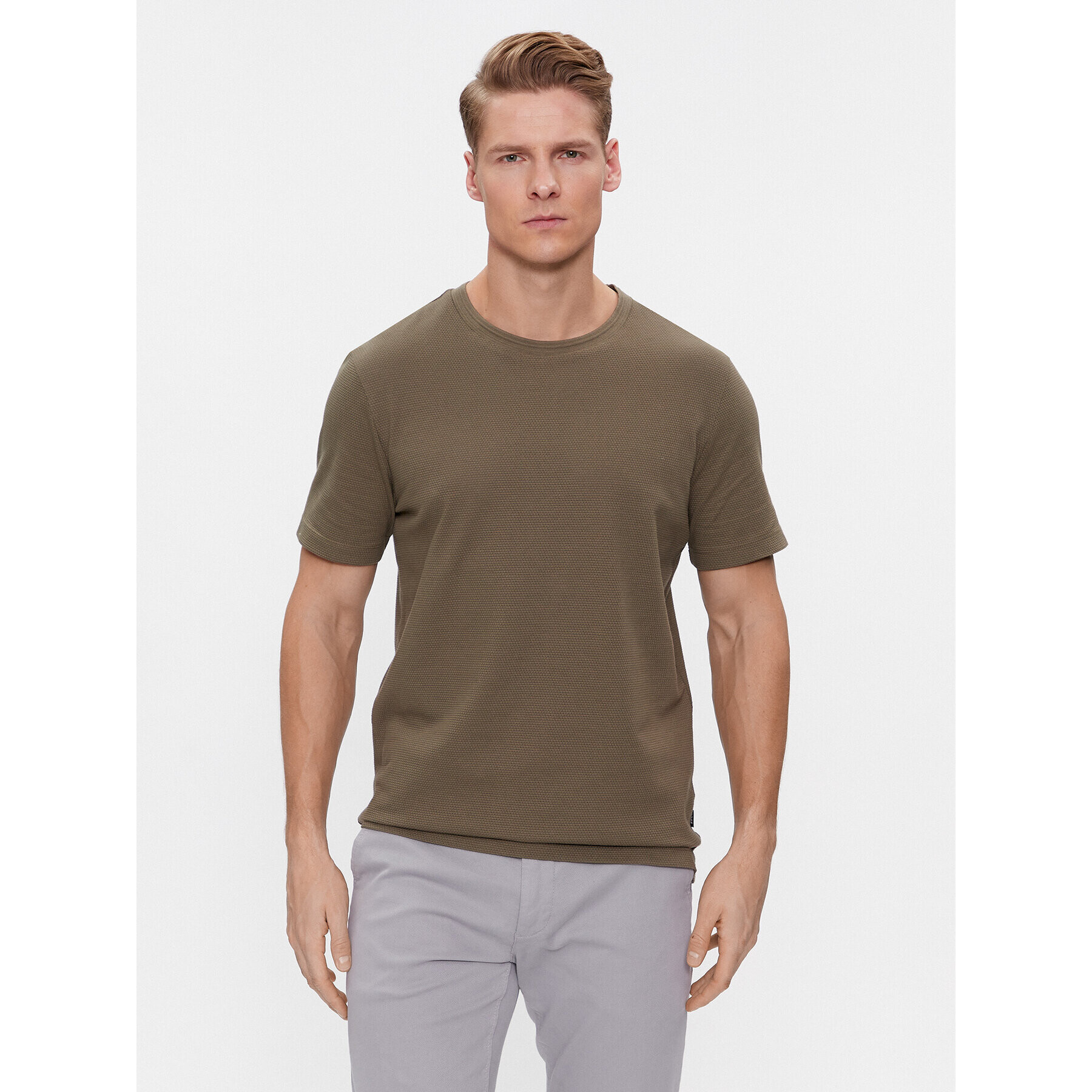 Boss Тишърт Tiburt 240 50452680 Каки Regular Fit - Pepit.bg