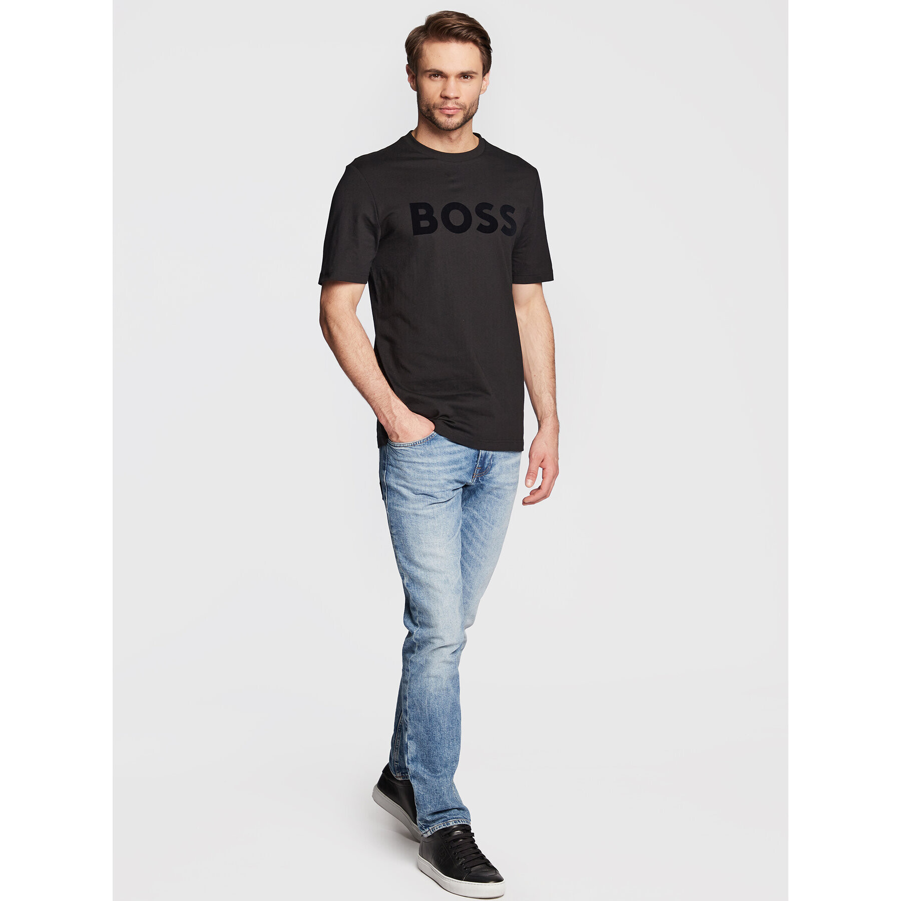 Boss Тишърт Tiburt 318 50477303 Черен Regular Fit - Pepit.bg