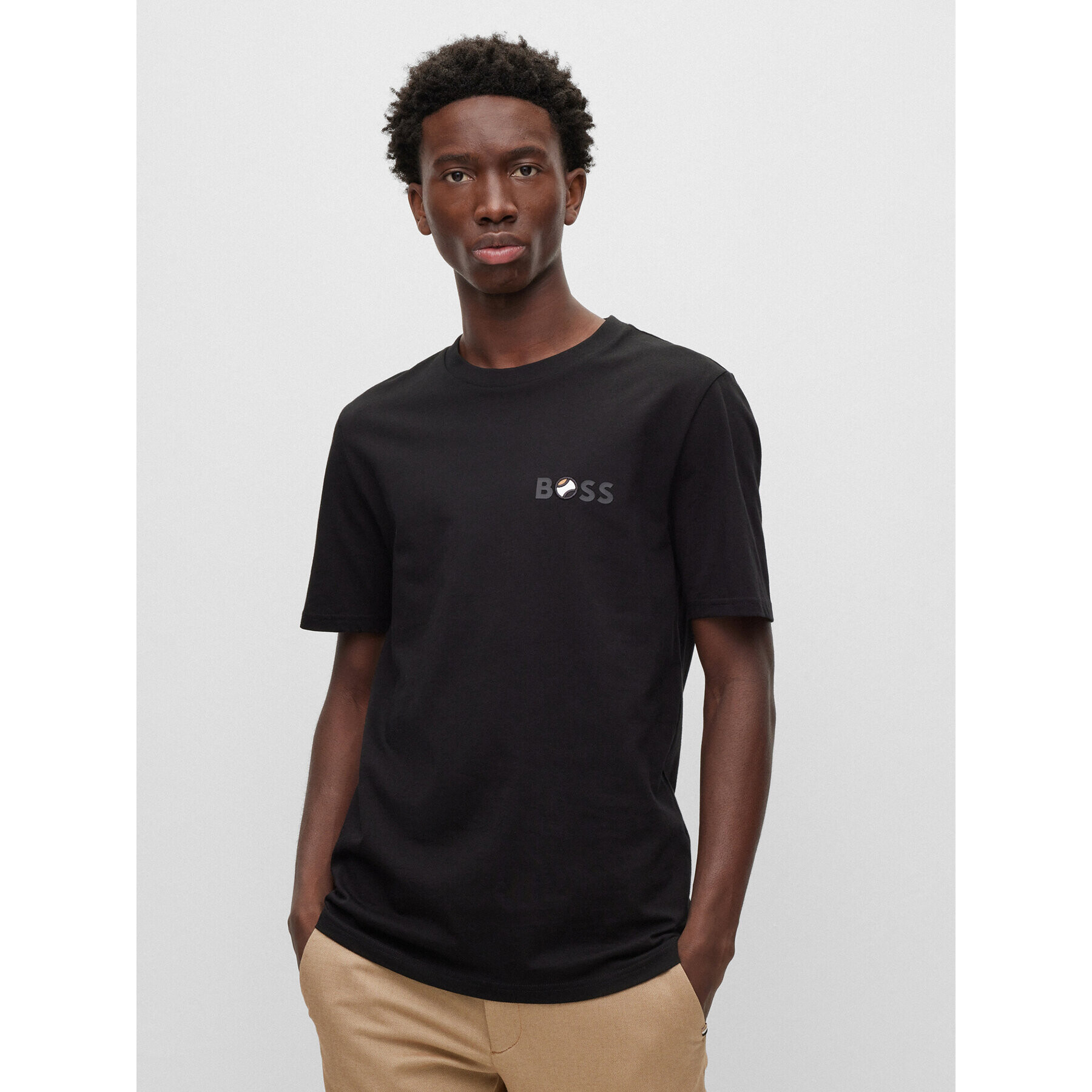 Boss Тишърт Tiburt 398 50489420 Черен Regular Fit - Pepit.bg