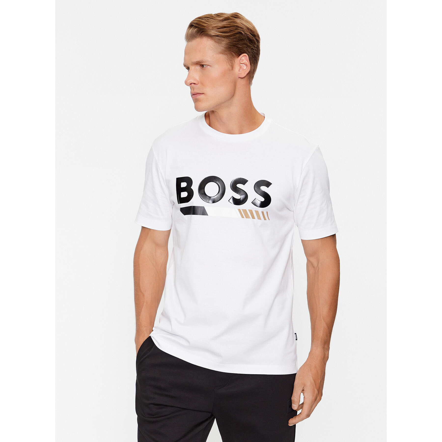 Boss Тишърт Tiburt 410 50495696 Бял Regular Fit - Pepit.bg