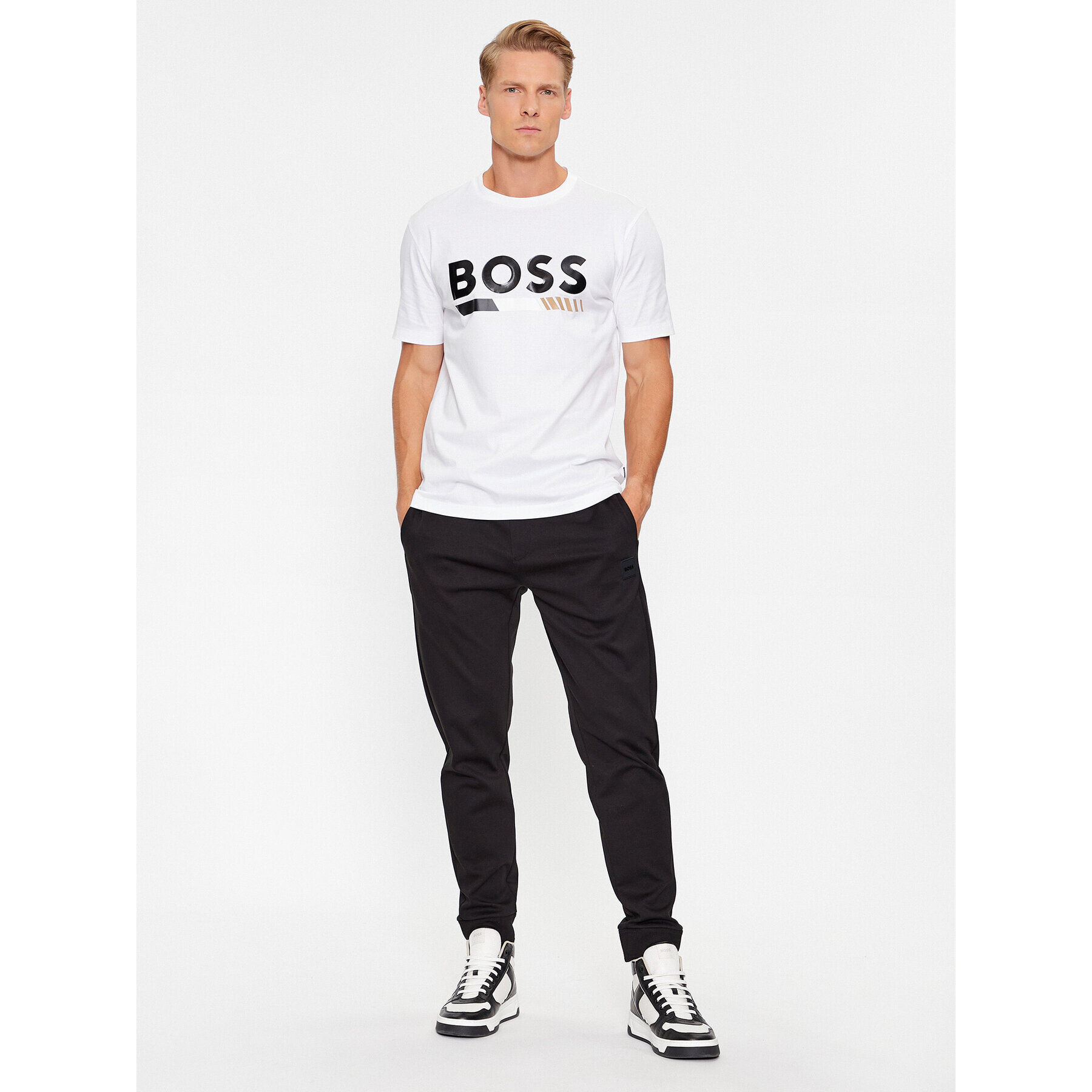 Boss Тишърт Tiburt 410 50495696 Бял Regular Fit - Pepit.bg
