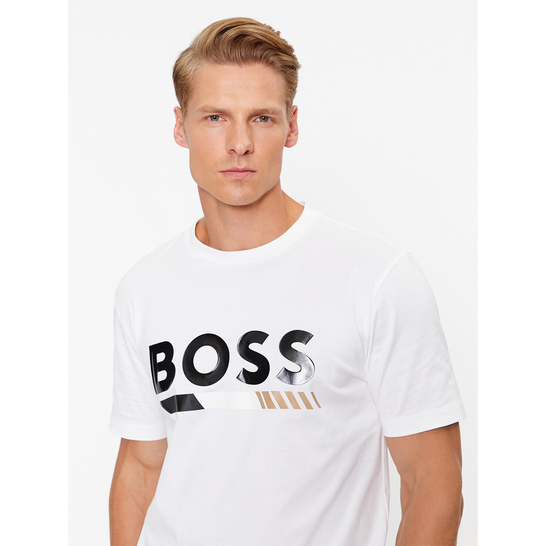 Boss Тишърт Tiburt 410 50495696 Бял Regular Fit - Pepit.bg
