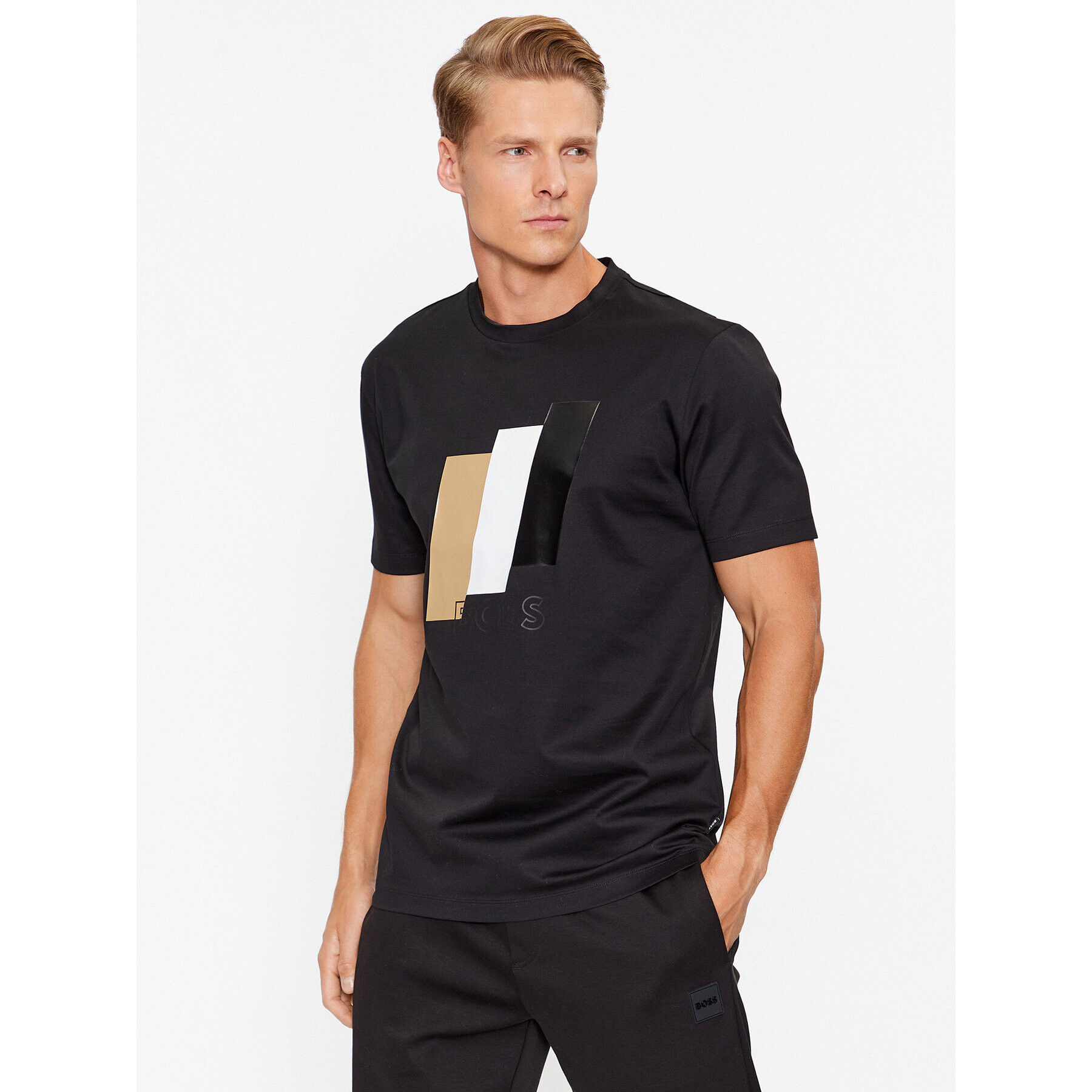 Boss Тишърт Tiburt 50495696 Черен Regular Fit - Pepit.bg