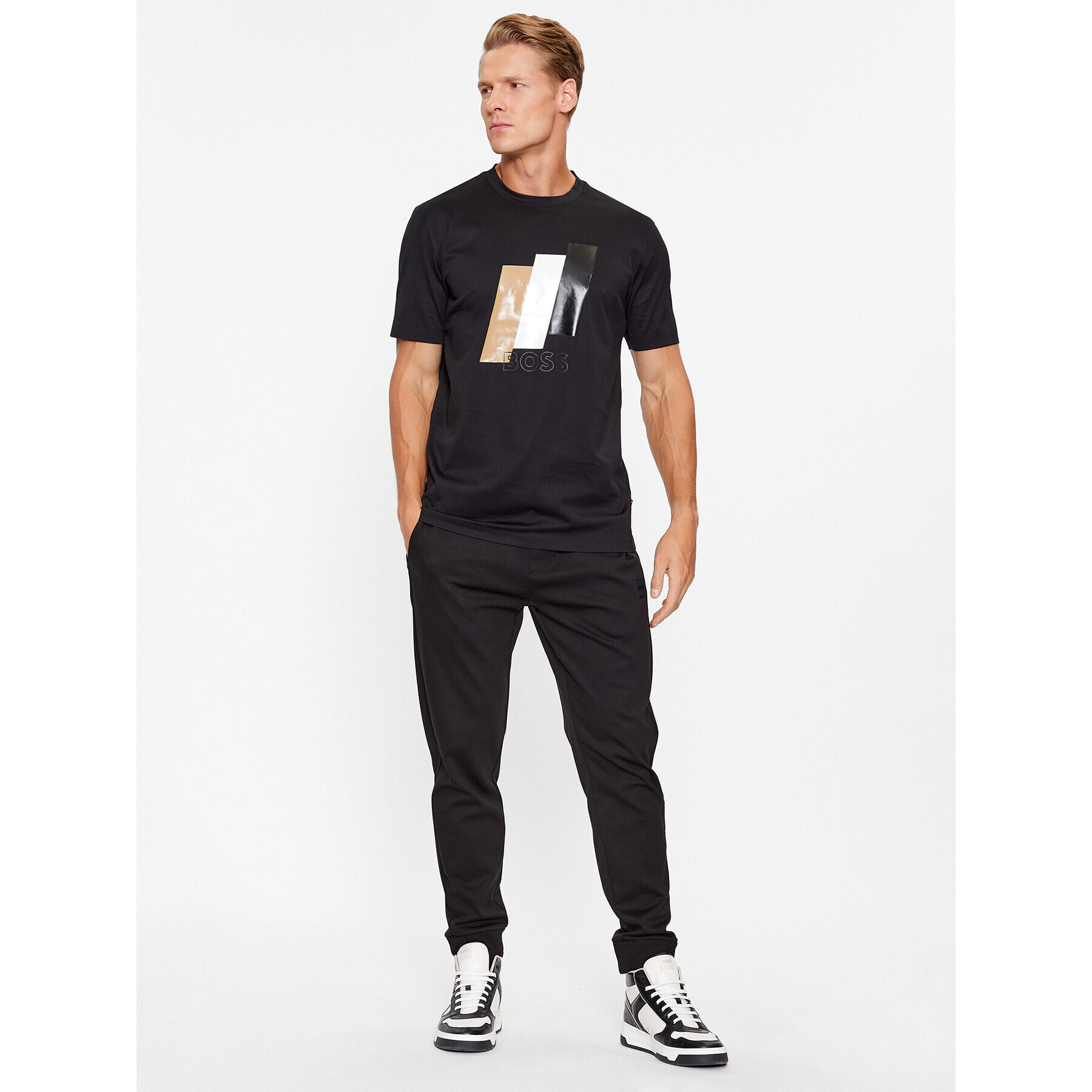 Boss Тишърт Tiburt 50495696 Черен Regular Fit - Pepit.bg