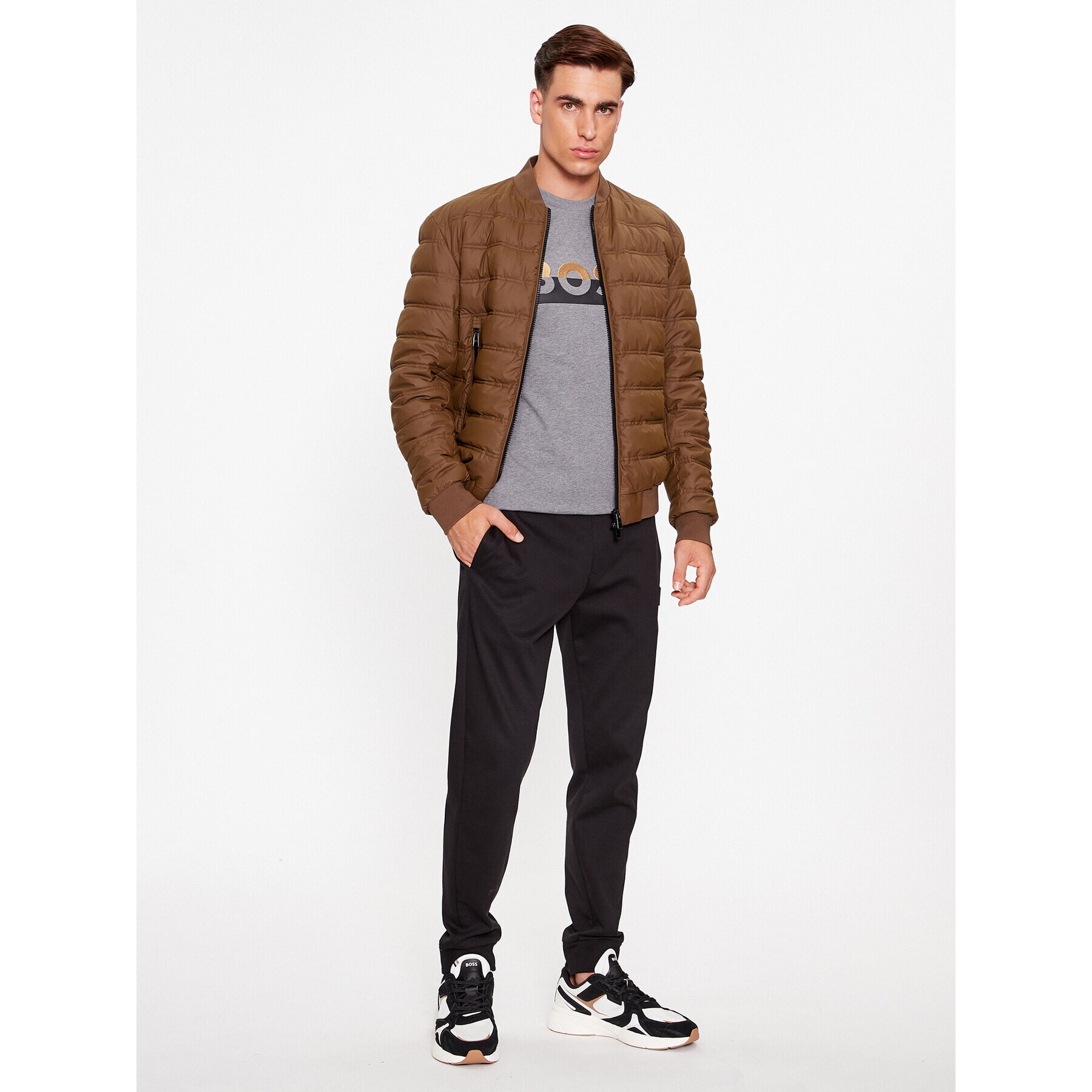 Boss Тишърт Tiburt 421 50499584 Сив Regular Fit - Pepit.bg