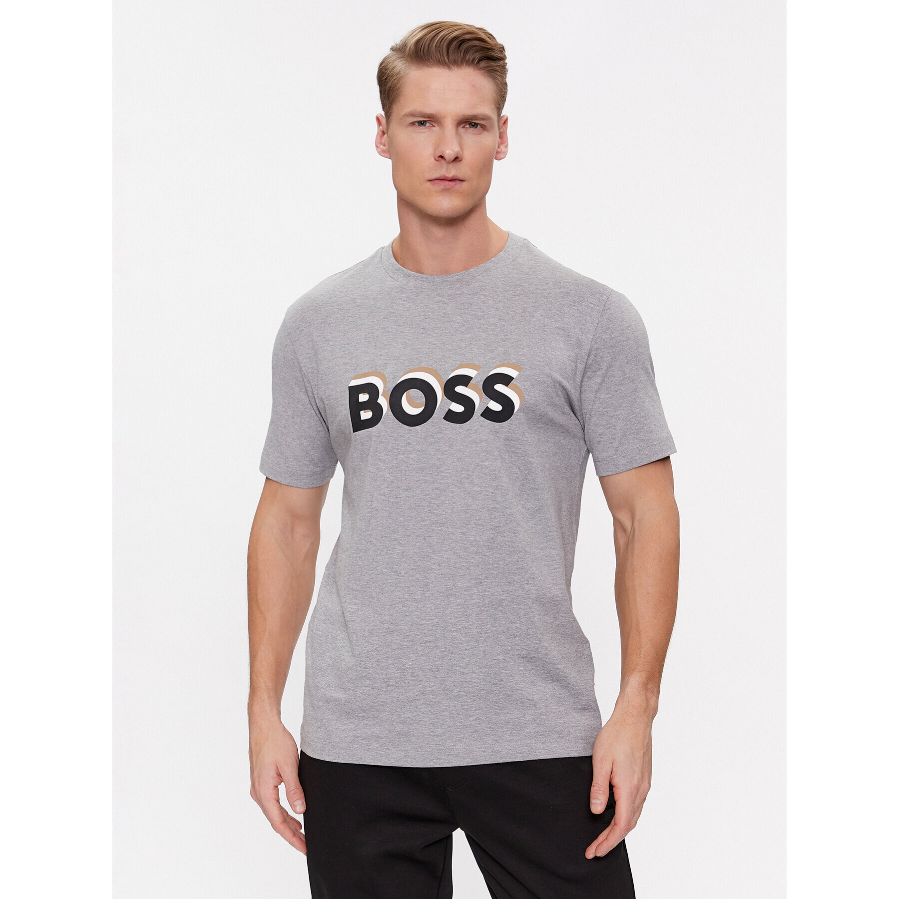 Boss Тишърт Tiburt 427 50506923 Сив Regular Fit - Pepit.bg