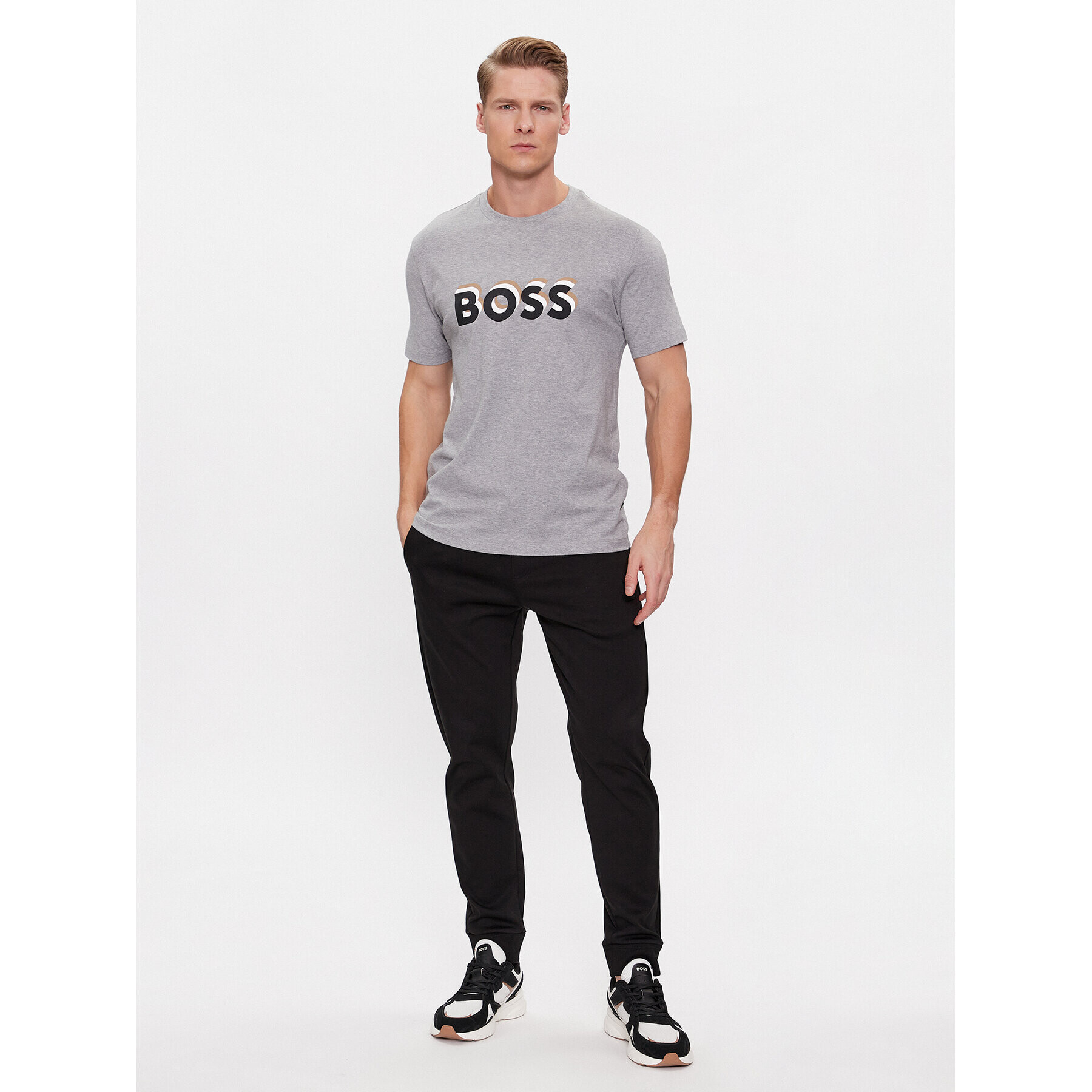 Boss Тишърт Tiburt 427 50506923 Сив Regular Fit - Pepit.bg