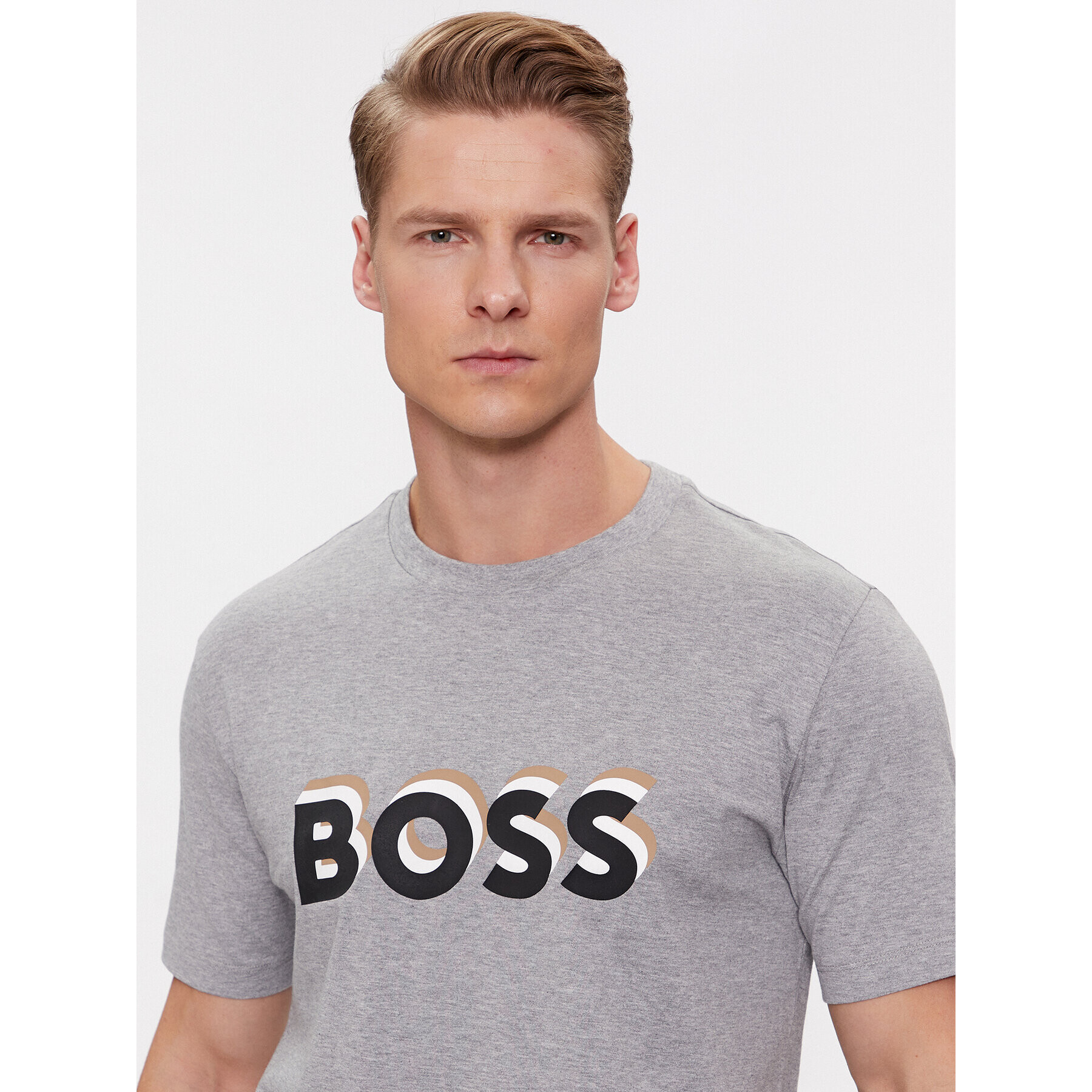 Boss Тишърт Tiburt 427 50506923 Сив Regular Fit - Pepit.bg