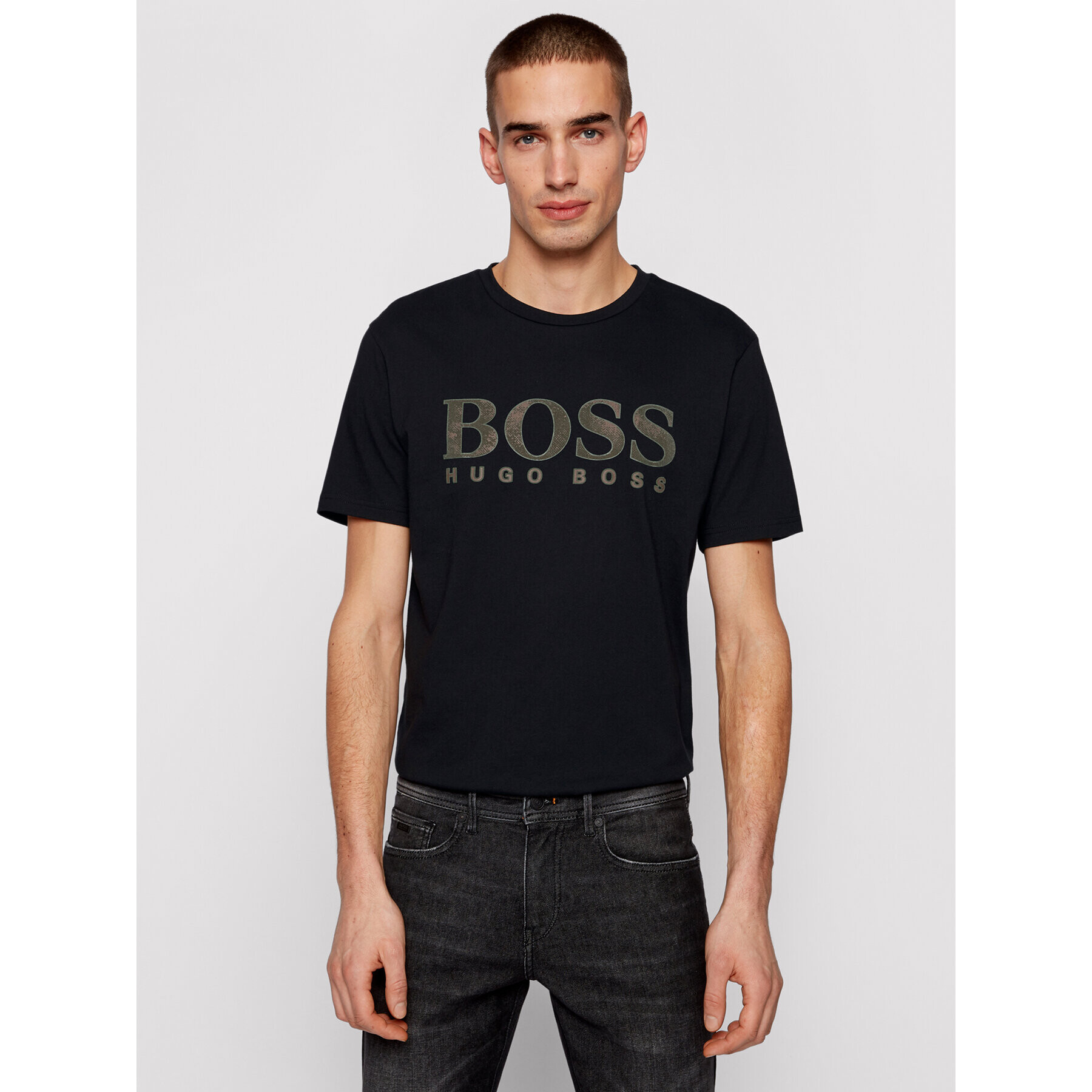 Boss Тишърт TLogo 21 50450906 Черен Regular Fit - Pepit.bg