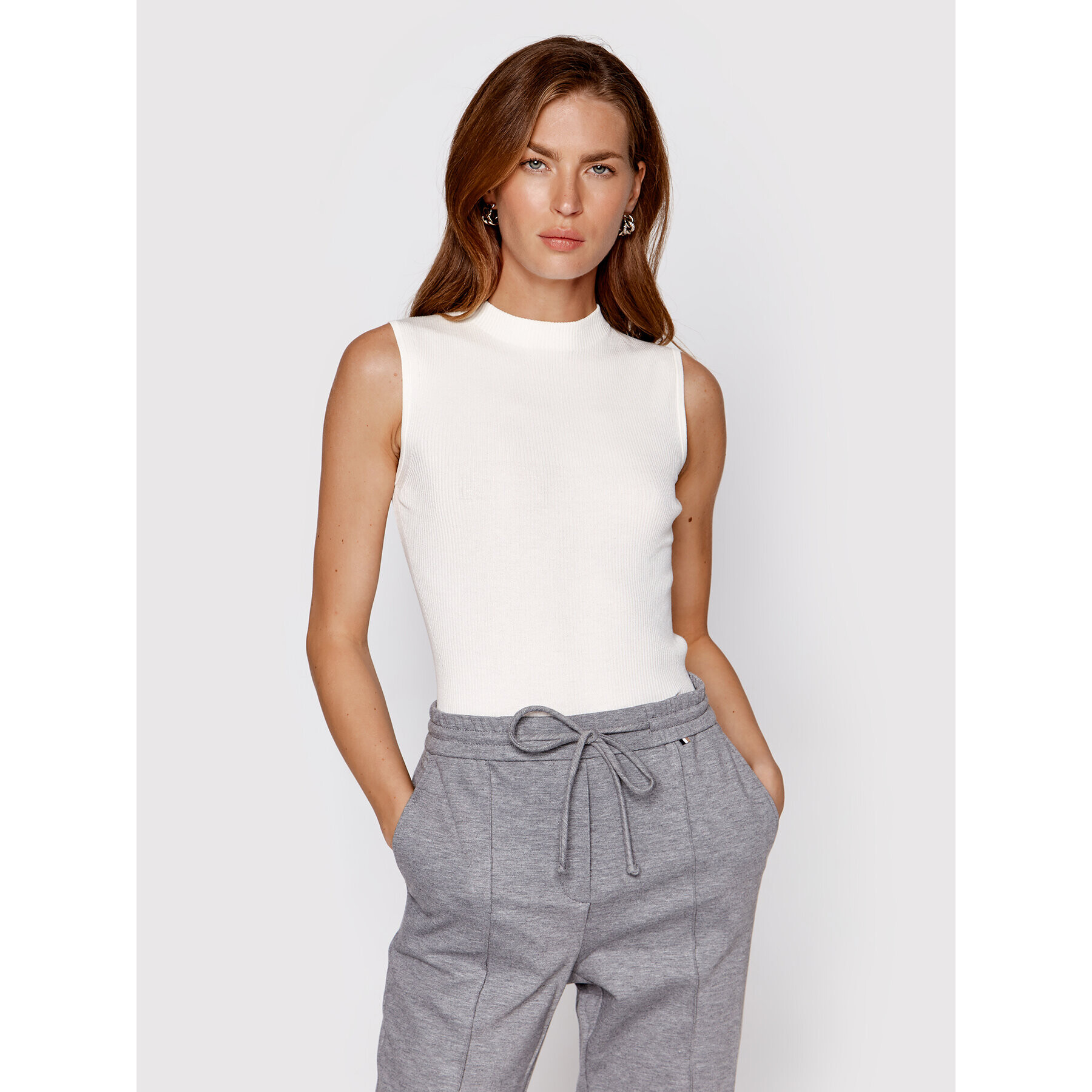 Boss топ Feskies 50473237 Бял Slim Fit - Pepit.bg