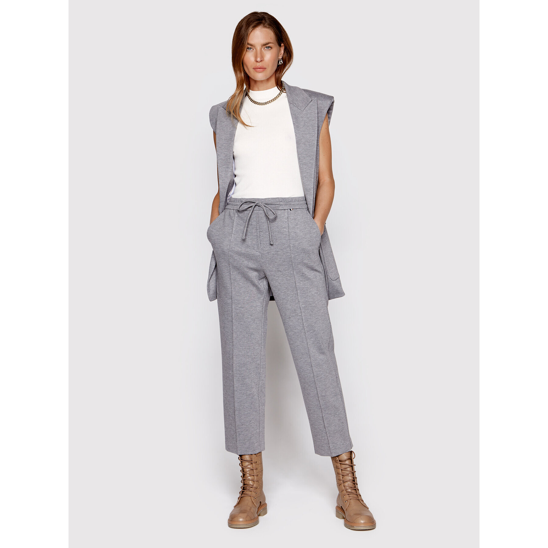 Boss топ Feskies 50473237 Бял Slim Fit - Pepit.bg