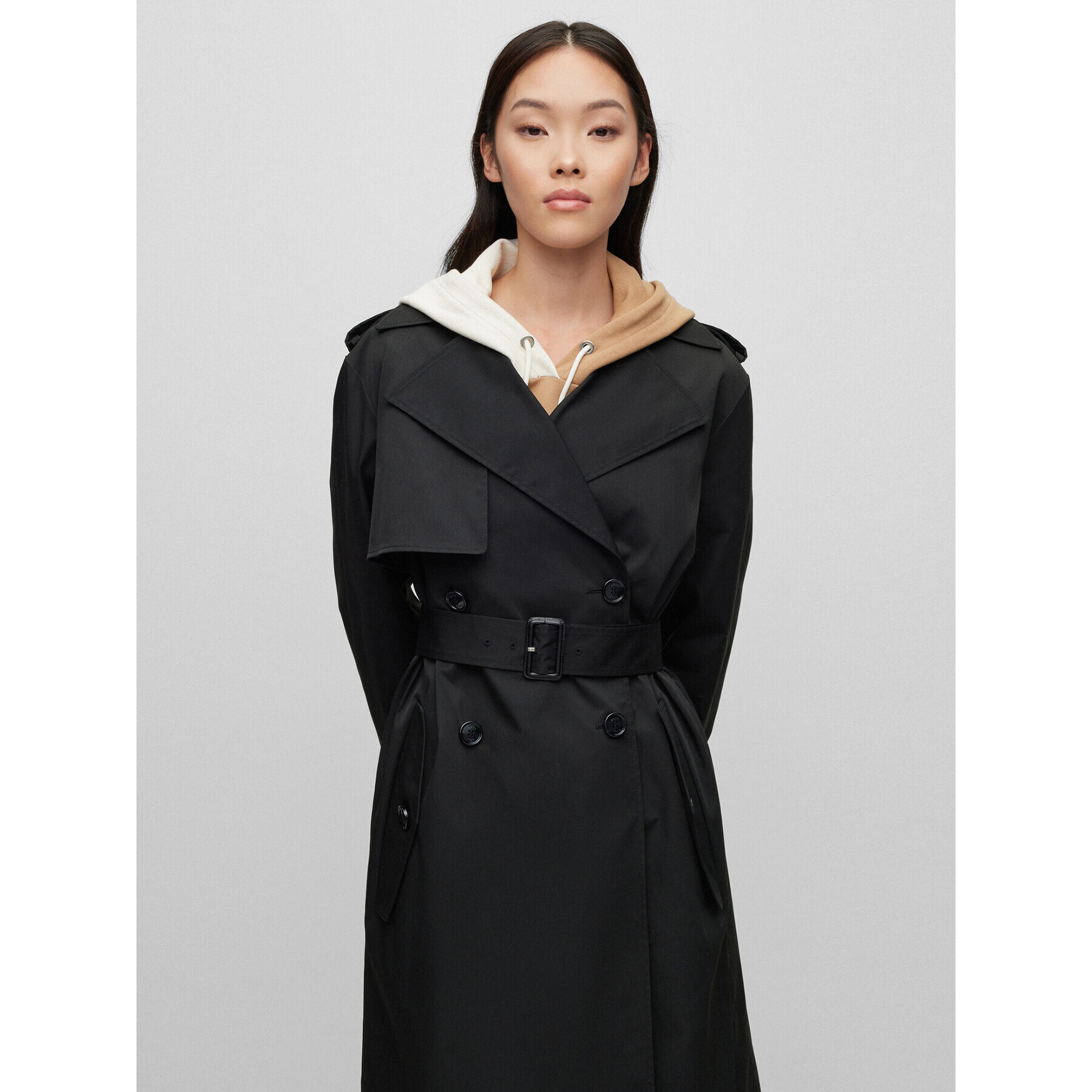 Boss Тренч 50489153 Черен Regular Fit - Pepit.bg