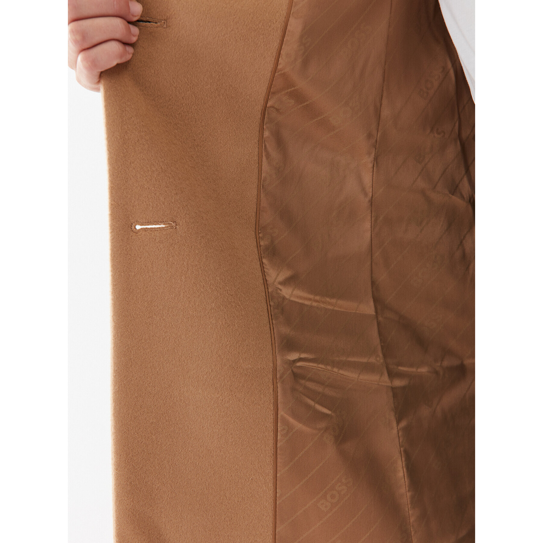 Boss Вълнено палто Catara 50501019 Бежов Slim Fit - Pepit.bg