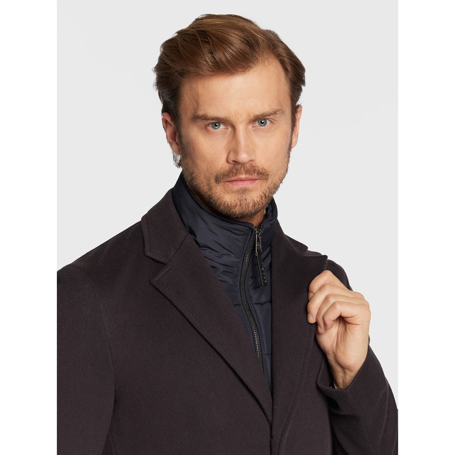 Boss Вълнено палто H-Hyde-Bib-224 50479597 Тъмносин Slim Fit - Pepit.bg