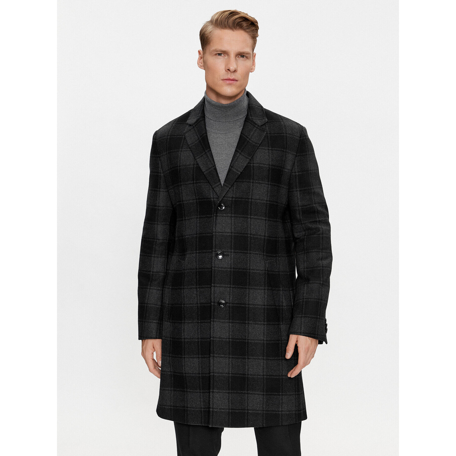 Boss Вълнено палто H-Hyde-C-224 50502270 Черен Regular Fit - Pepit.bg