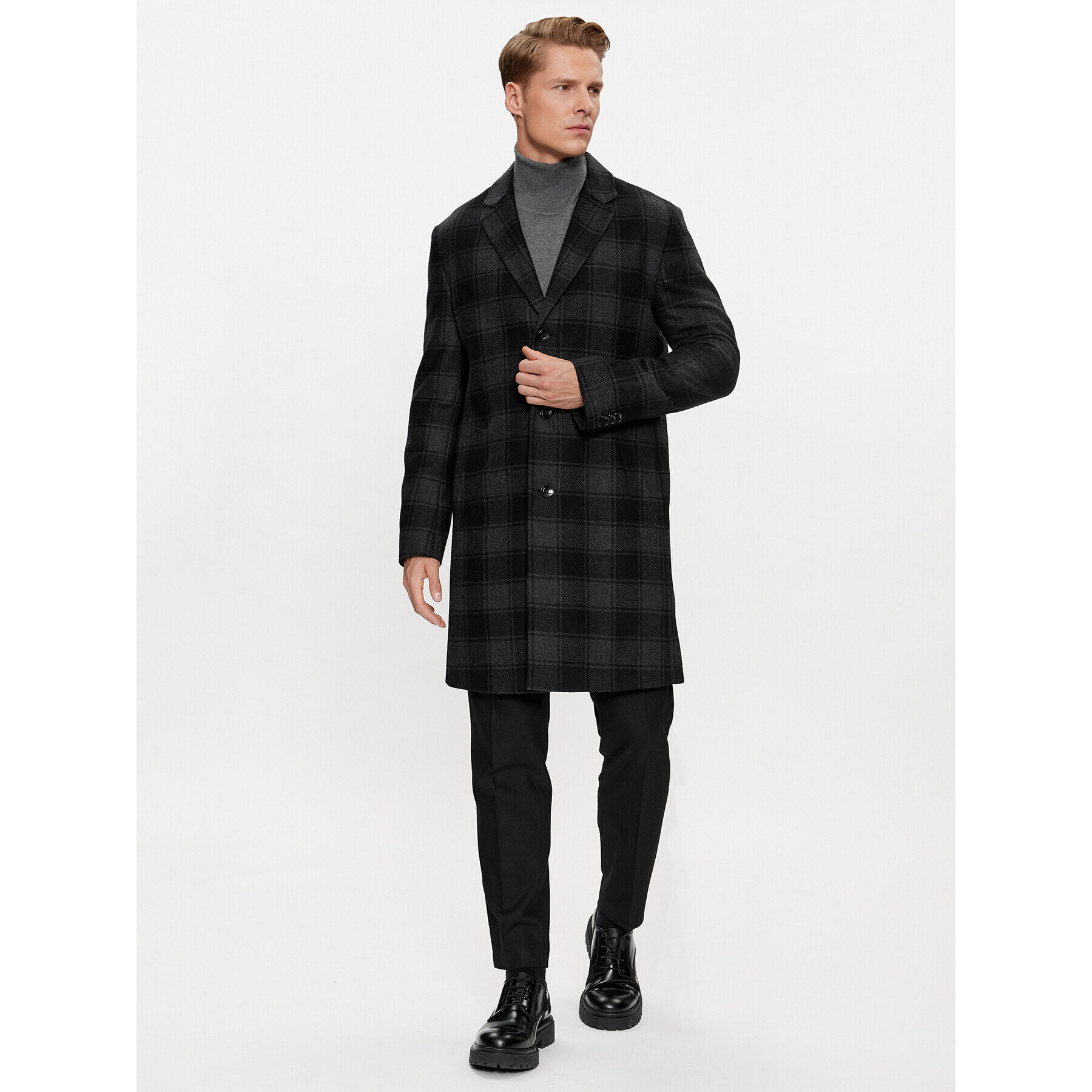 Boss Вълнено палто H-Hyde-C-224 50502270 Черен Regular Fit - Pepit.bg