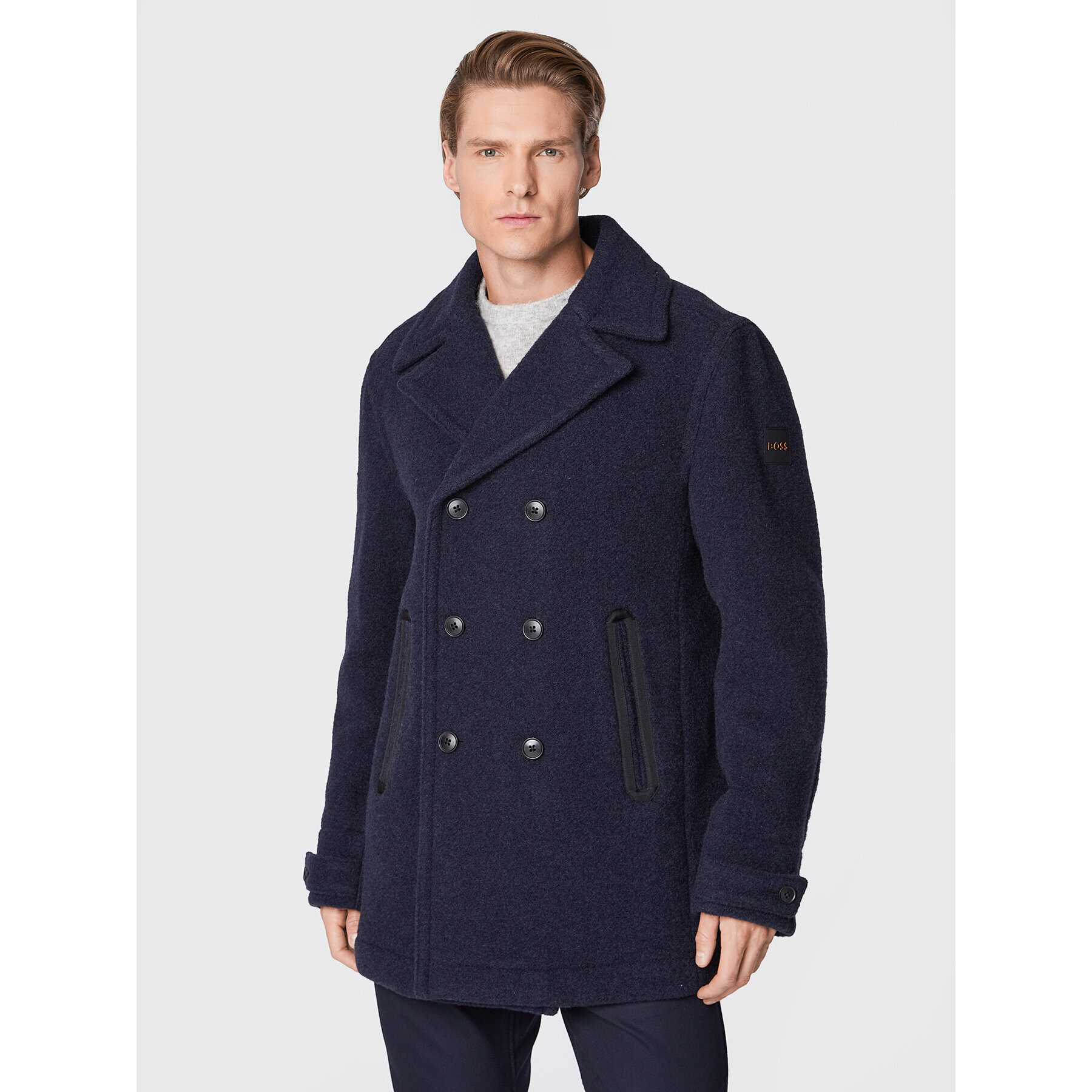 Boss Вълнено палто Oltegra 50476809 Тъмносин Regular Fit - Pepit.bg