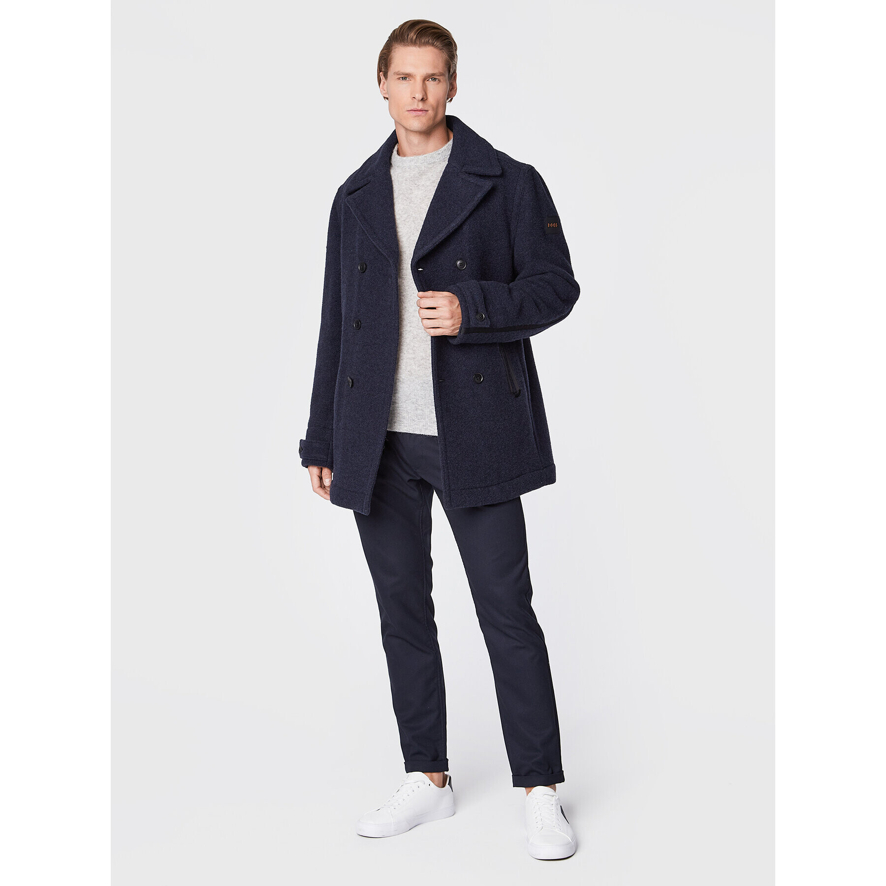 Boss Вълнено палто Oltegra 50476809 Тъмносин Regular Fit - Pepit.bg