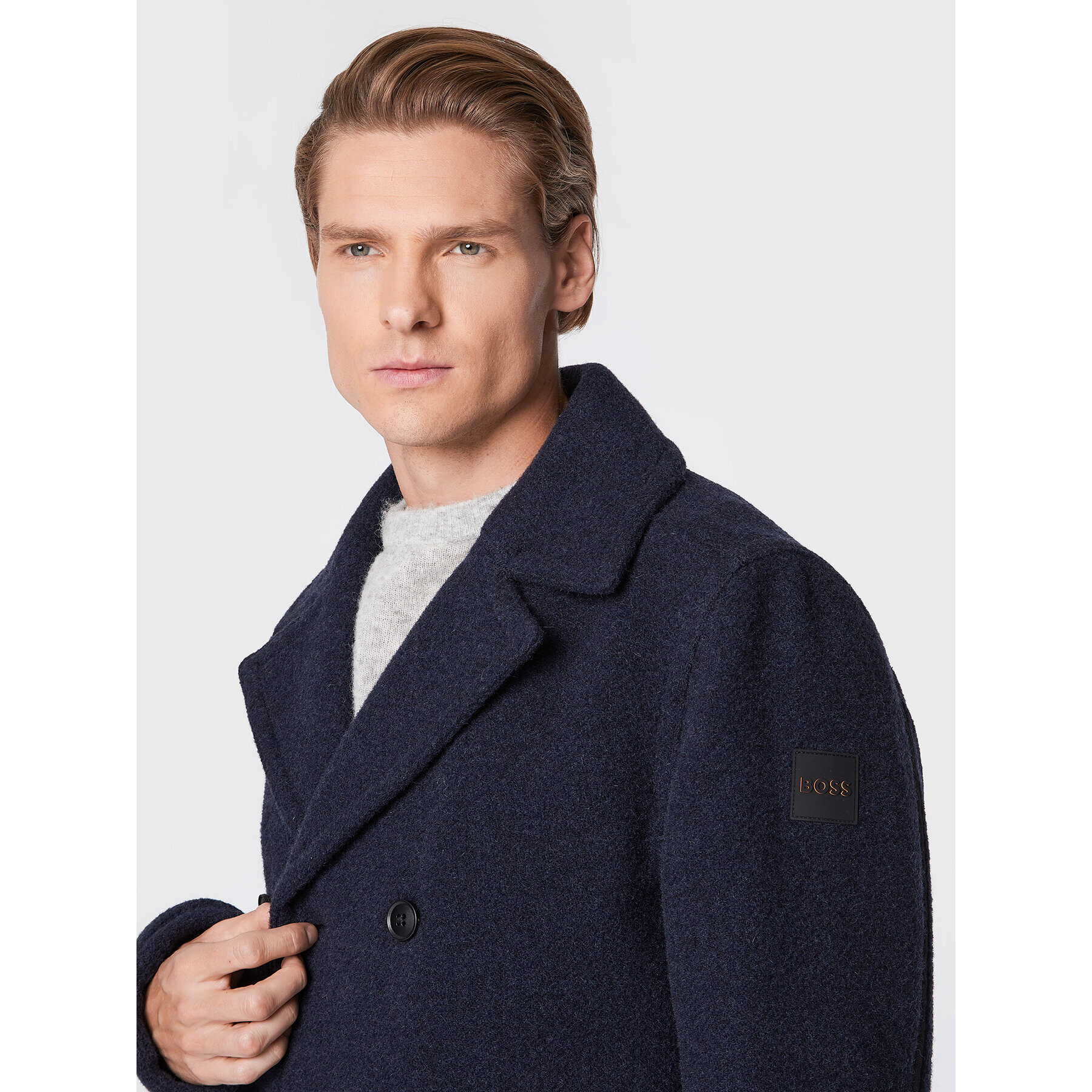 Boss Вълнено палто Oltegra 50476809 Тъмносин Regular Fit - Pepit.bg