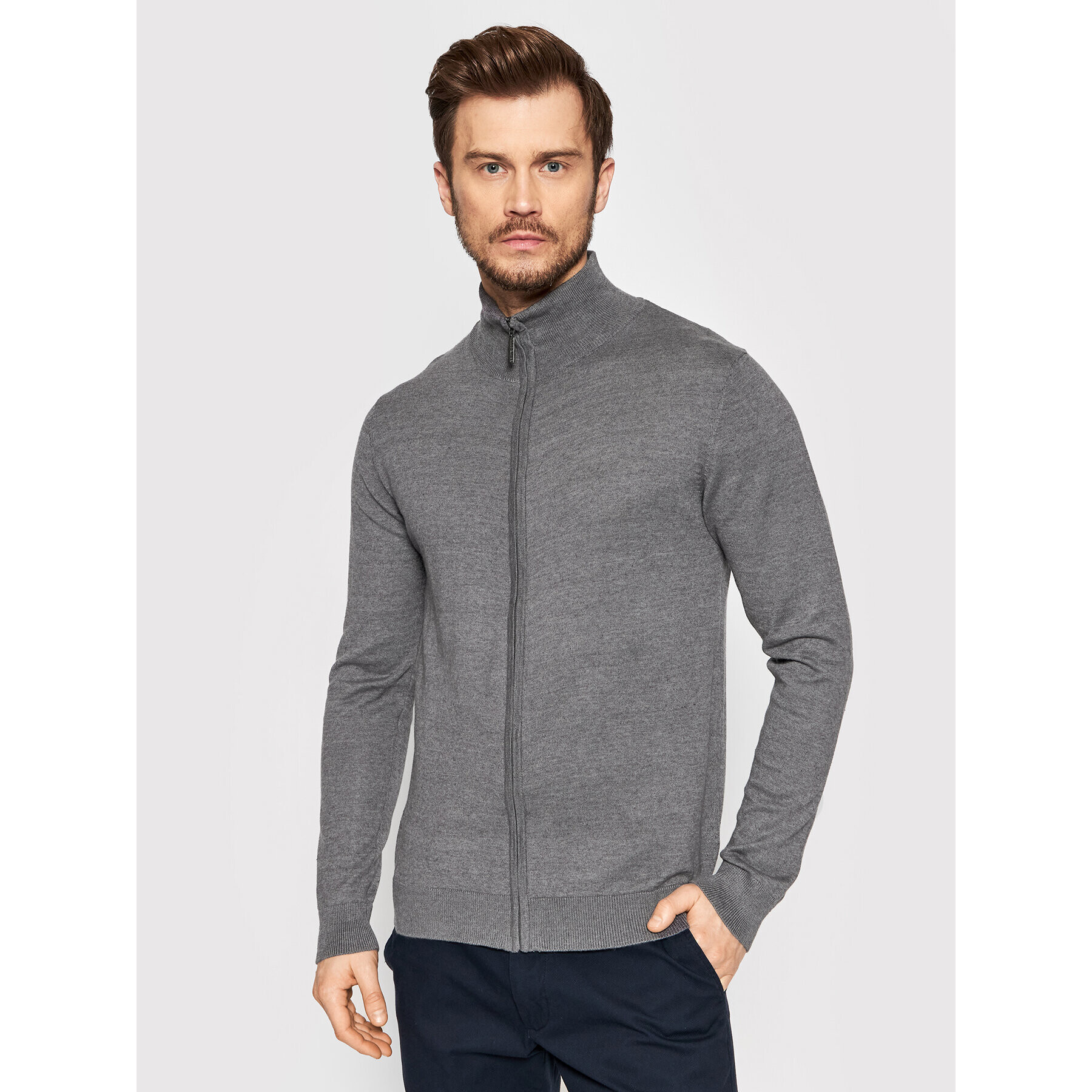 Brave Soul Кардиган MK-364WESLEE Сив Regular Fit - Pepit.bg