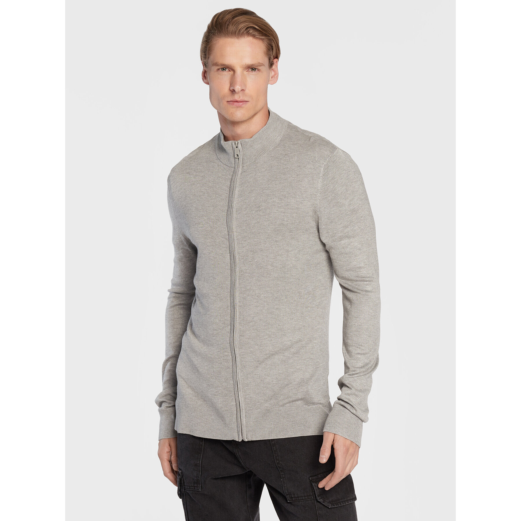 Brave Soul Кардиган MK-36BOXGROVE Сив Regular Fit - Pepit.bg