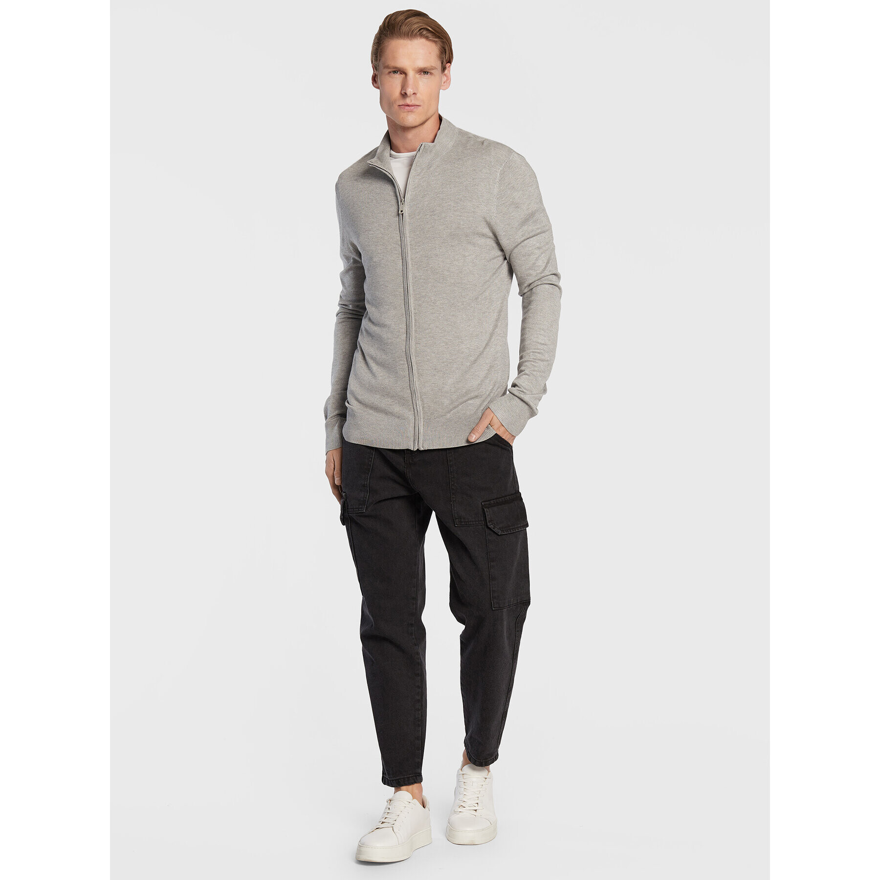 Brave Soul Кардиган MK-36BOXGROVE Сив Regular Fit - Pepit.bg