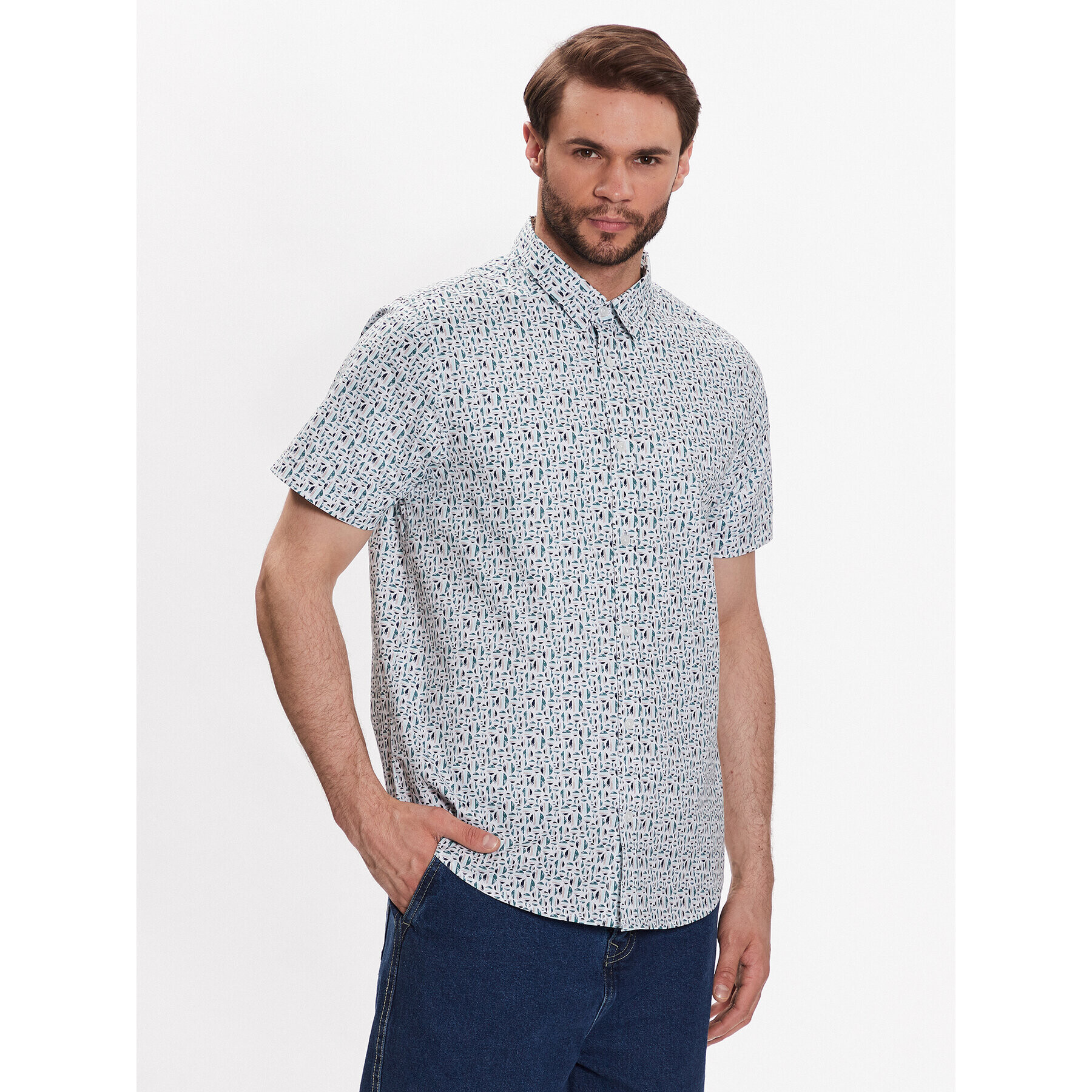 Brave Soul Риза MSH-625AZTEC Бял Regular Fit - Pepit.bg