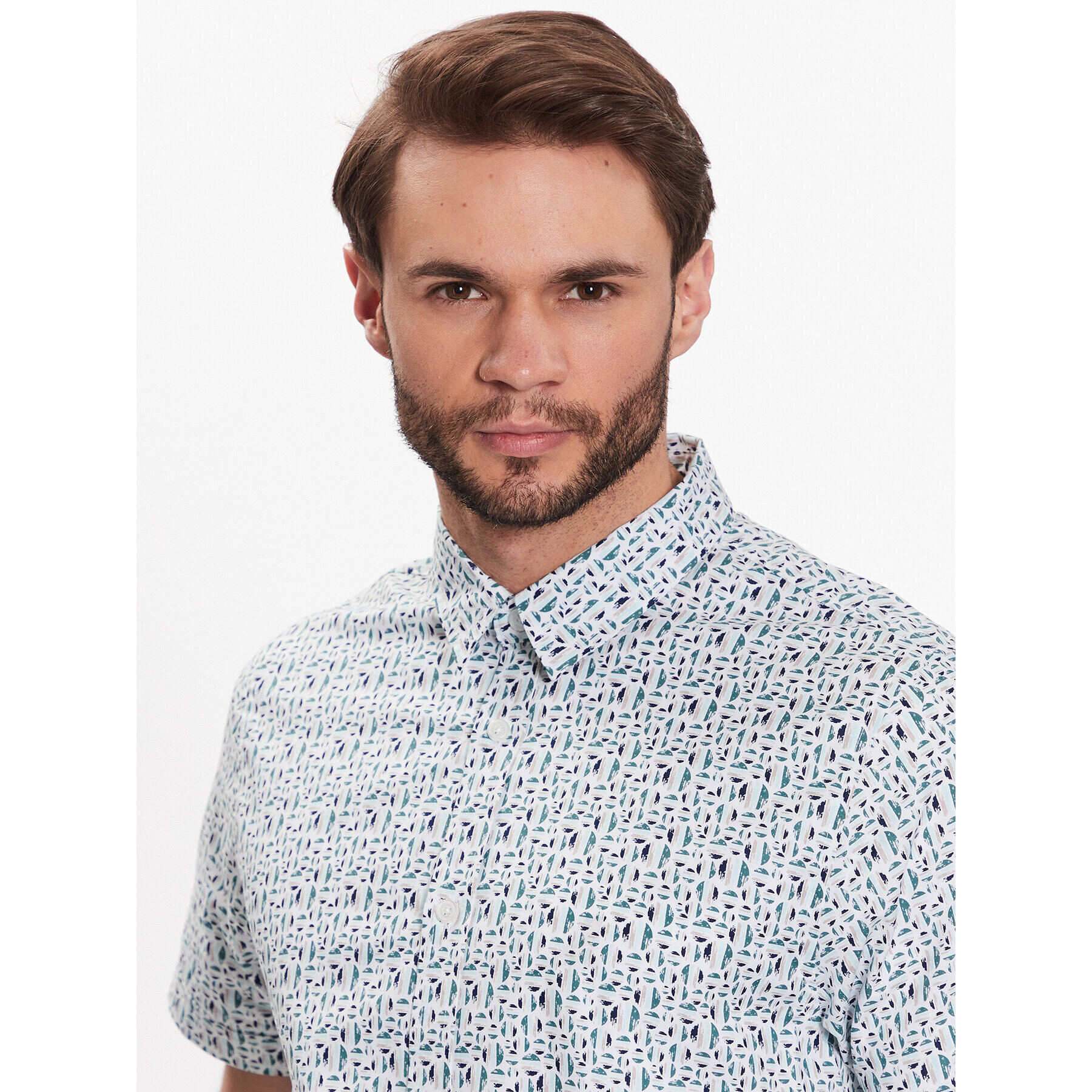 Brave Soul Риза MSH-625AZTEC Бял Regular Fit - Pepit.bg