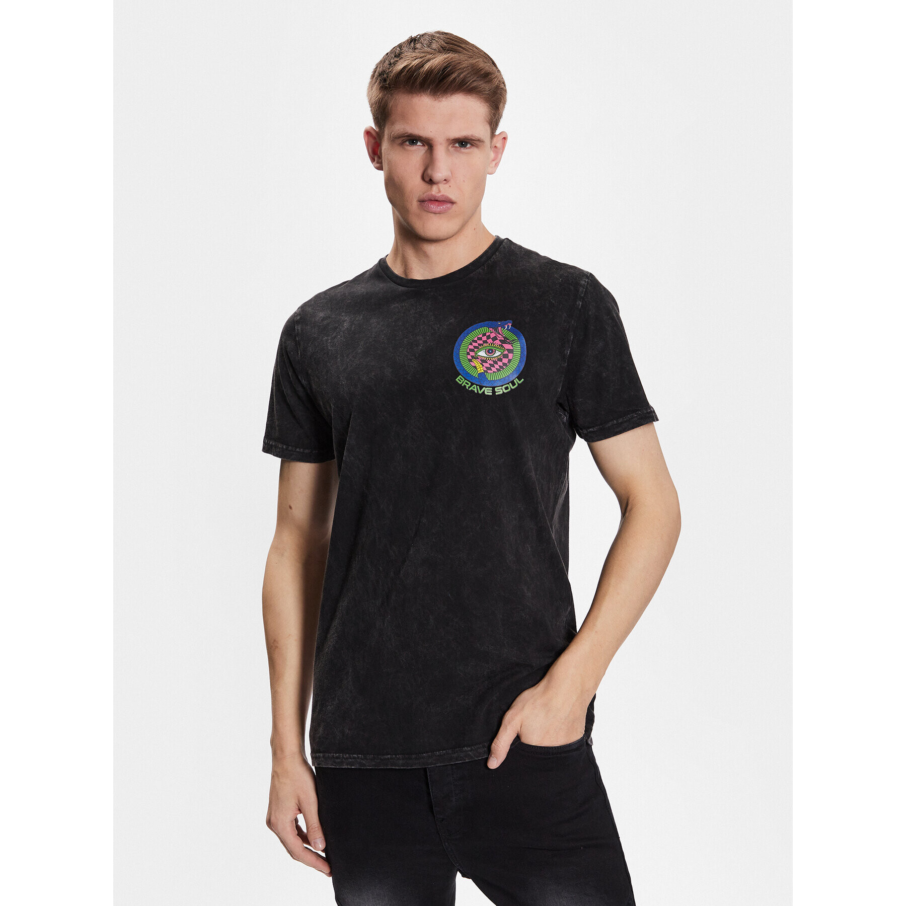 Brave Soul Тишърт MTS-119PYTHON Черен Regular Fit - Pepit.bg