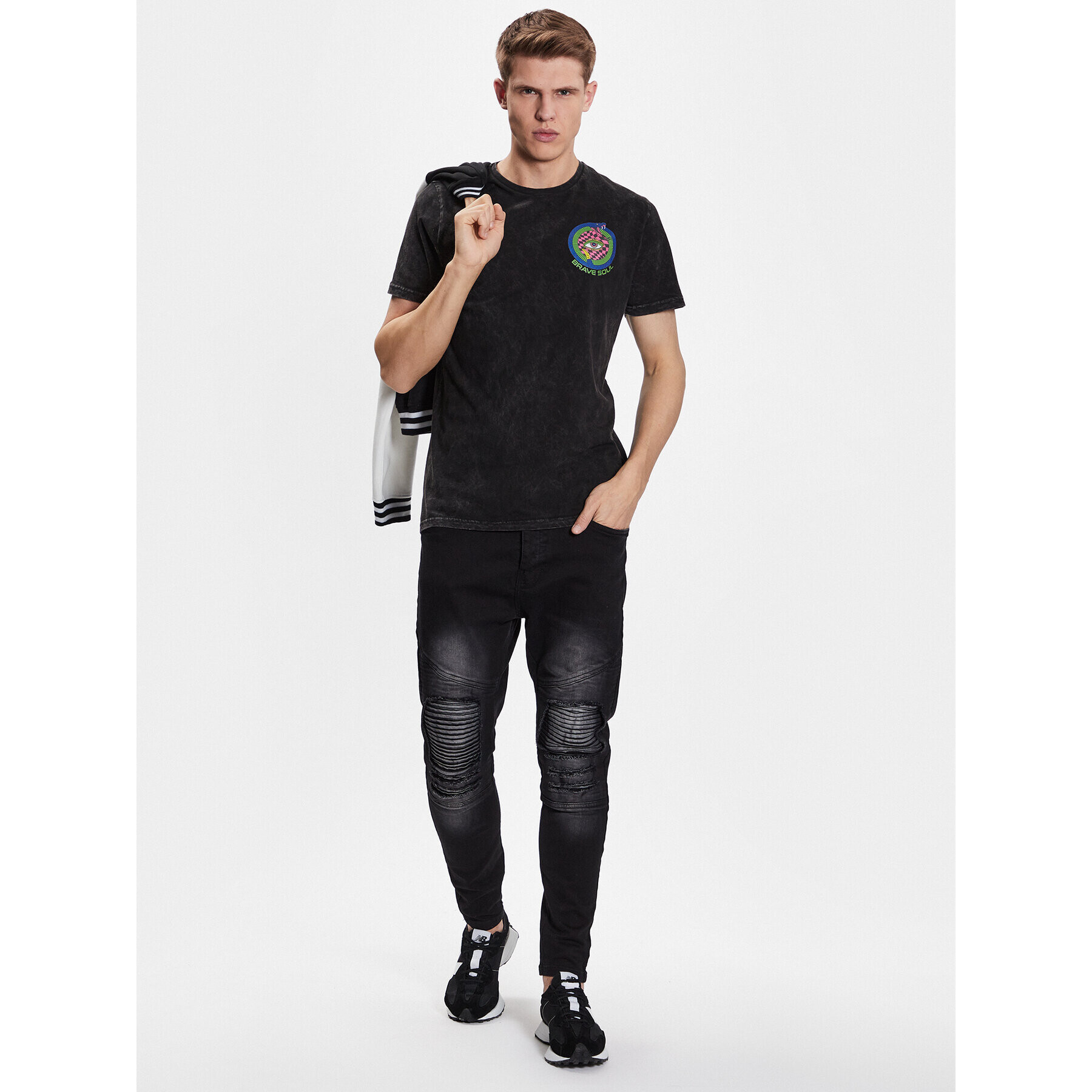 Brave Soul Тишърт MTS-119PYTHON Черен Regular Fit - Pepit.bg