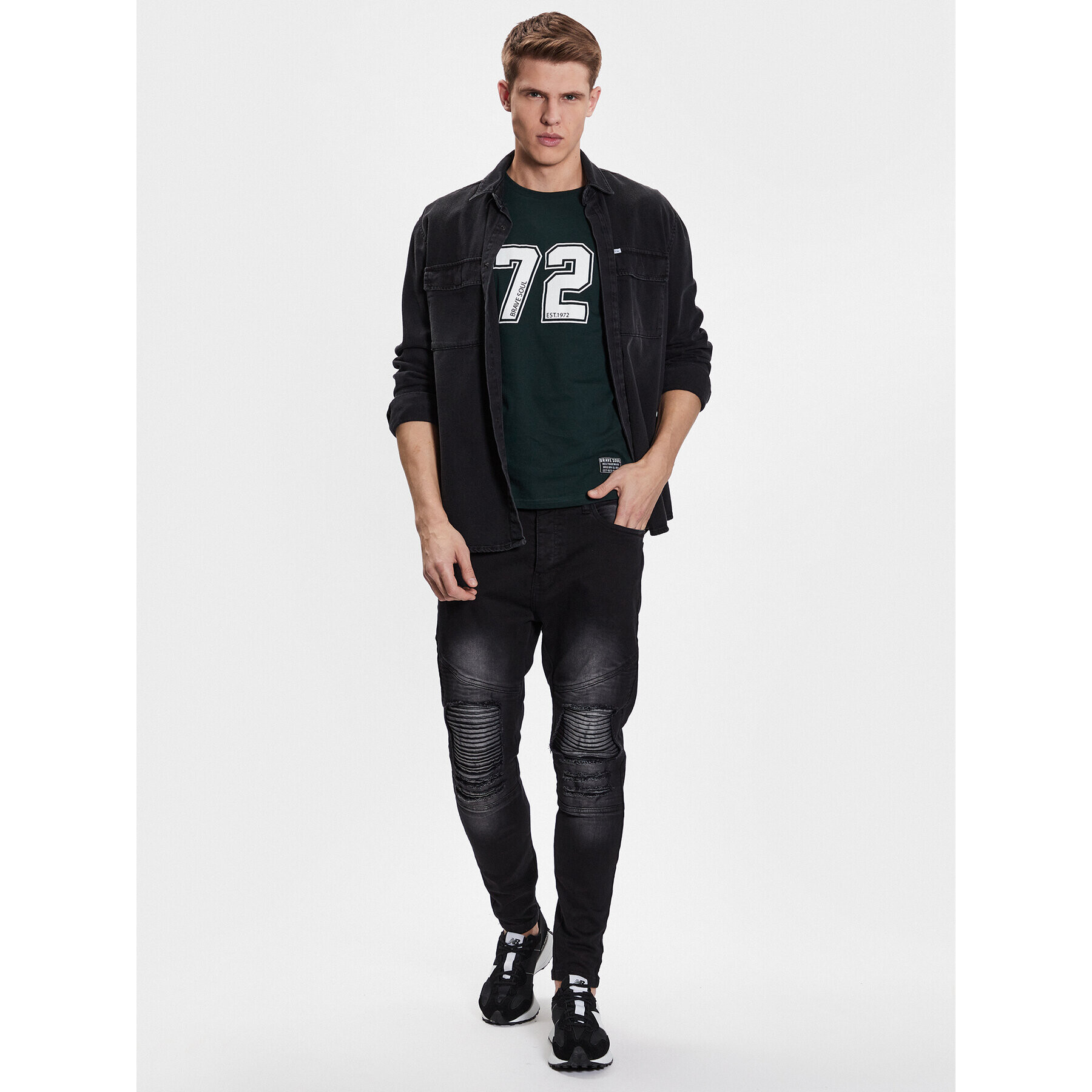 Brave Soul Тишърт MTS-149ALFARO Зелен Regular Fit - Pepit.bg