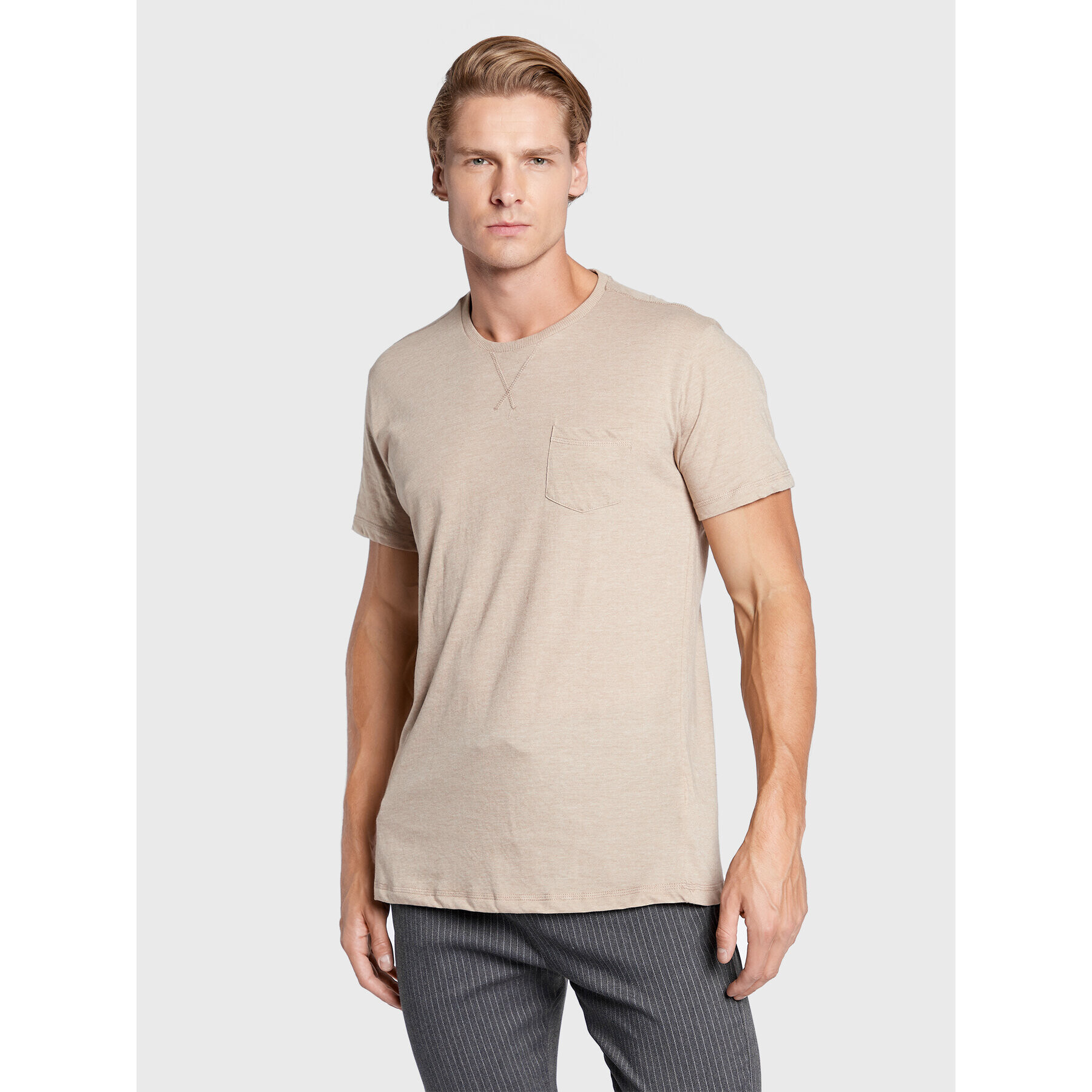 Brave Soul Тишърт MTS-149ARKHAMQ Бежов Regular Fit - Pepit.bg