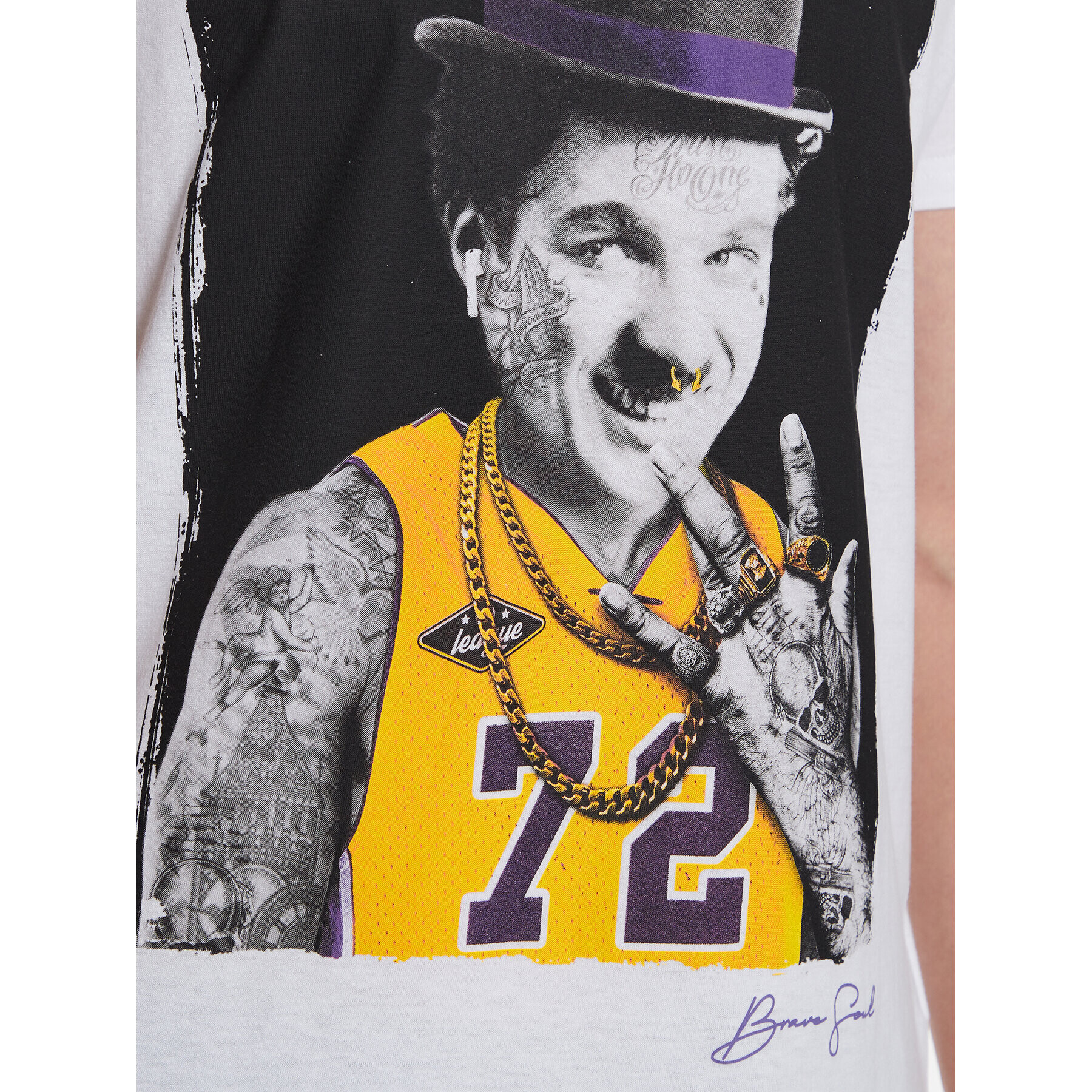 Brave Soul Тишърт MTS-149CHAPLIN Бял Regular Fit - Pepit.bg