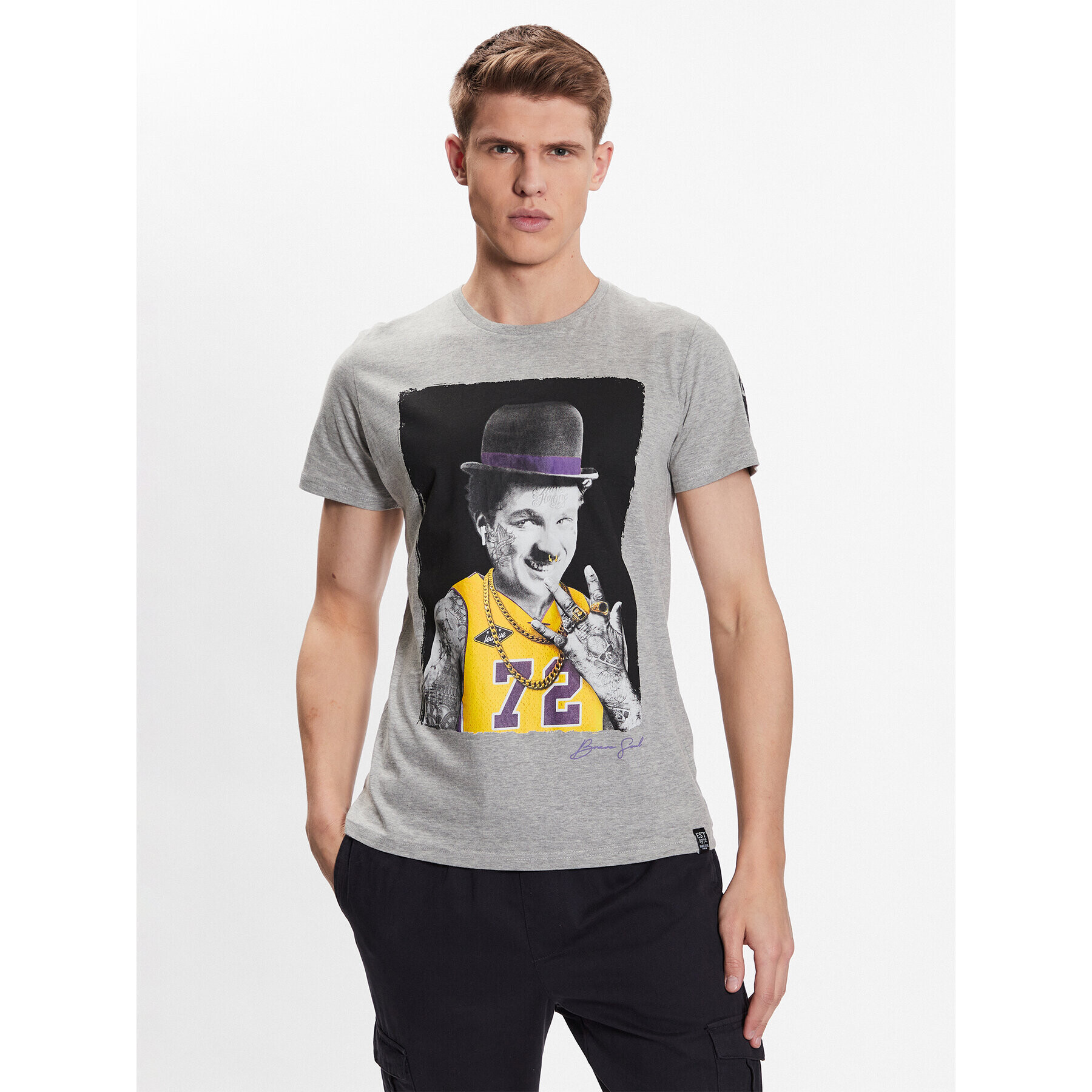 Brave Soul Тишърт MTS-149CHAPLIN Сив Regular Fit - Pepit.bg