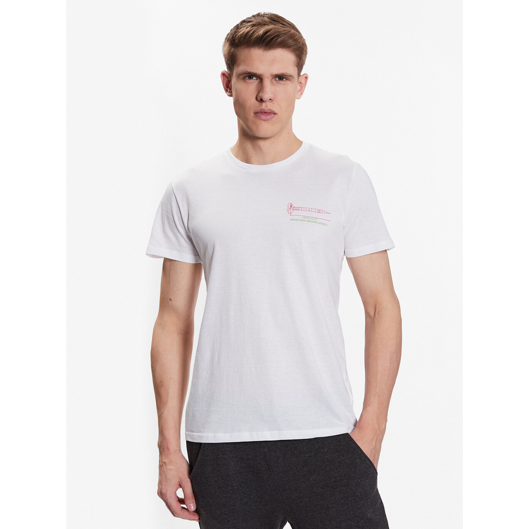 Brave Soul Тишърт MTS-149SHUTTLE Бял Regular Fit - Pepit.bg
