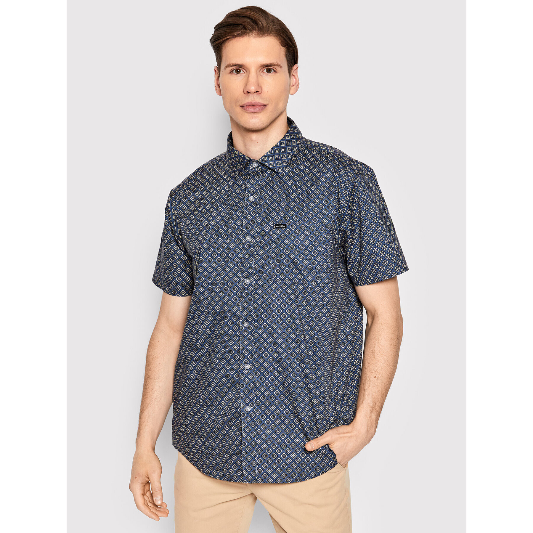 Brixton Риза Charter Print 01218 Тъмносин Standard Fit - Pepit.bg