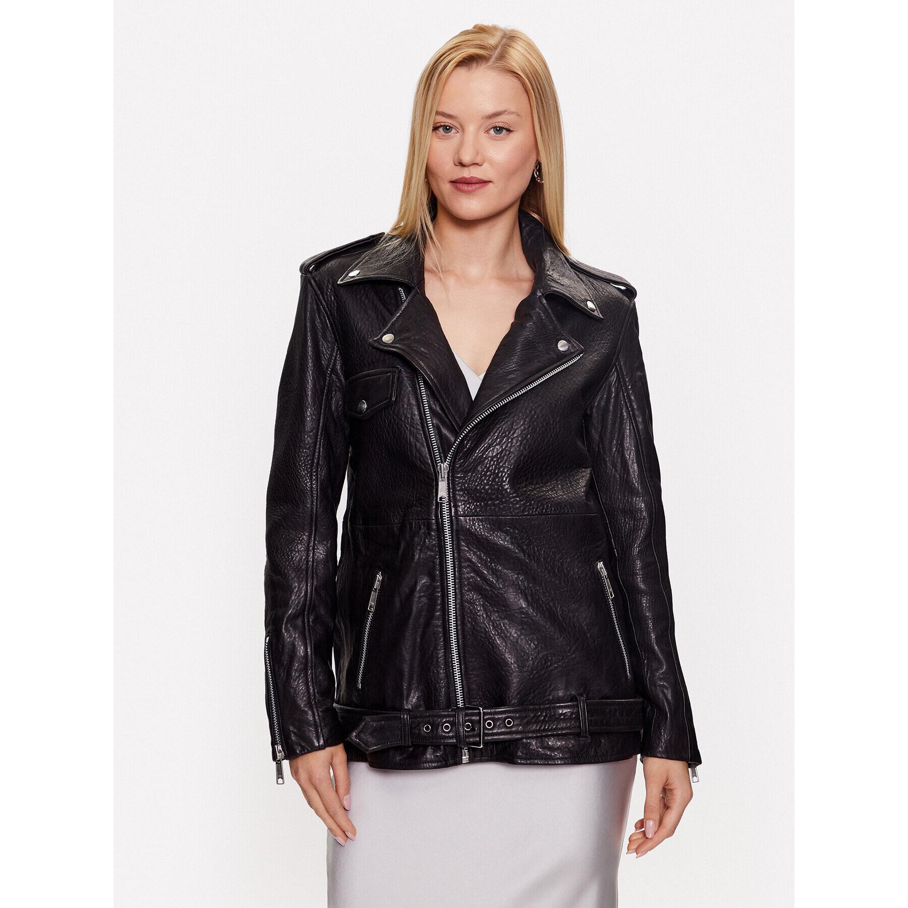 Bruuns Bazaar Кожено яке Inaya BBW3378 Черен Oversize - Pepit.bg